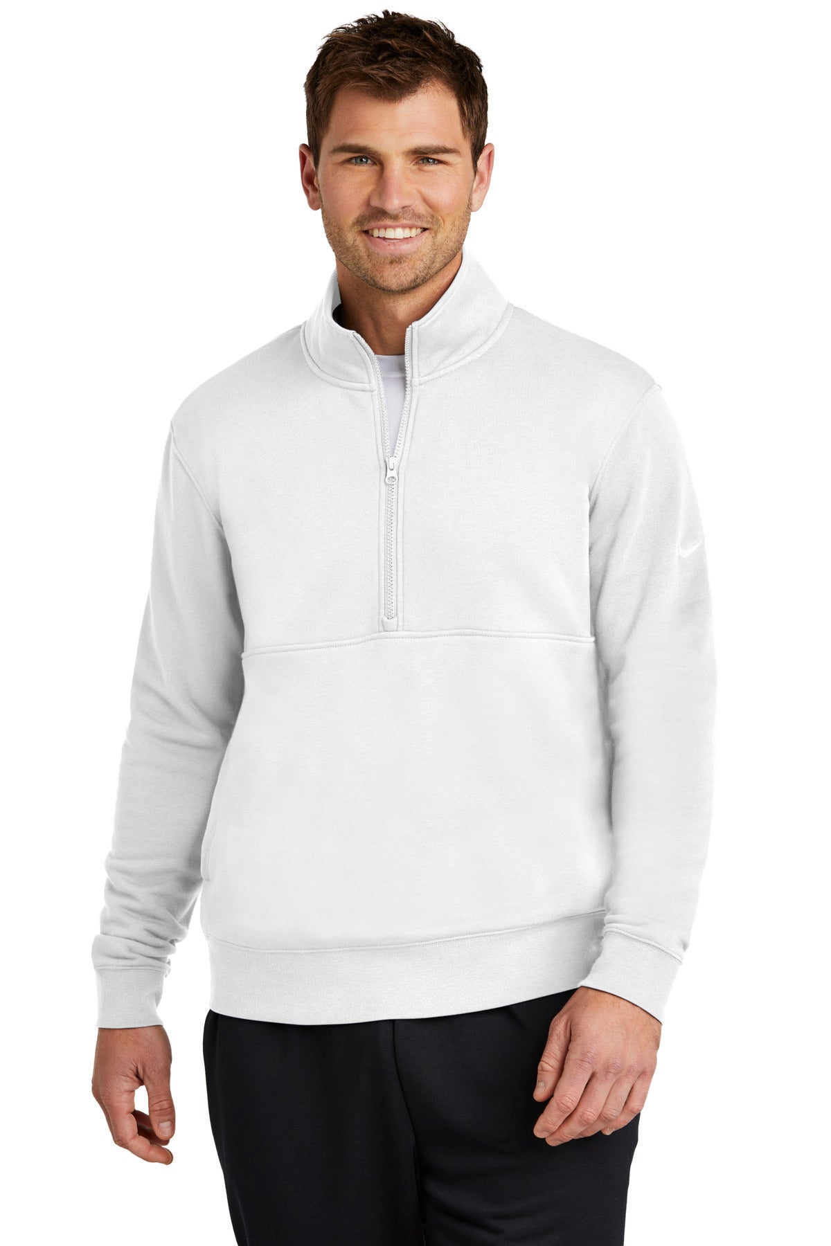 Nike Club Fleece Sleeve Swoosh 1/2-Zip NKDX6718 - EMBROIDERED