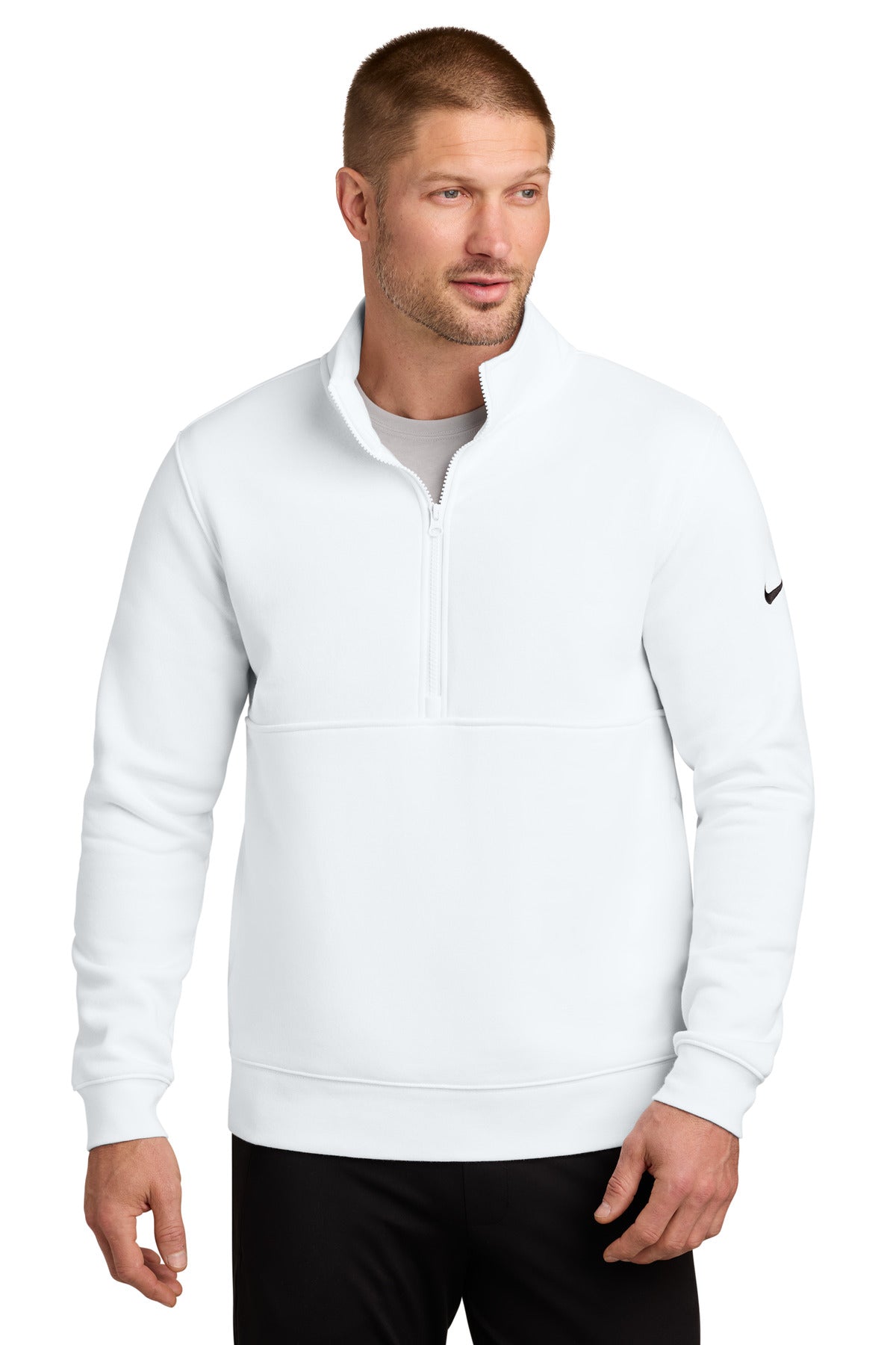 Nike Club Fleece Sleeve Swoosh 1/2-Zip NKDX6718 - EMBROIDERED