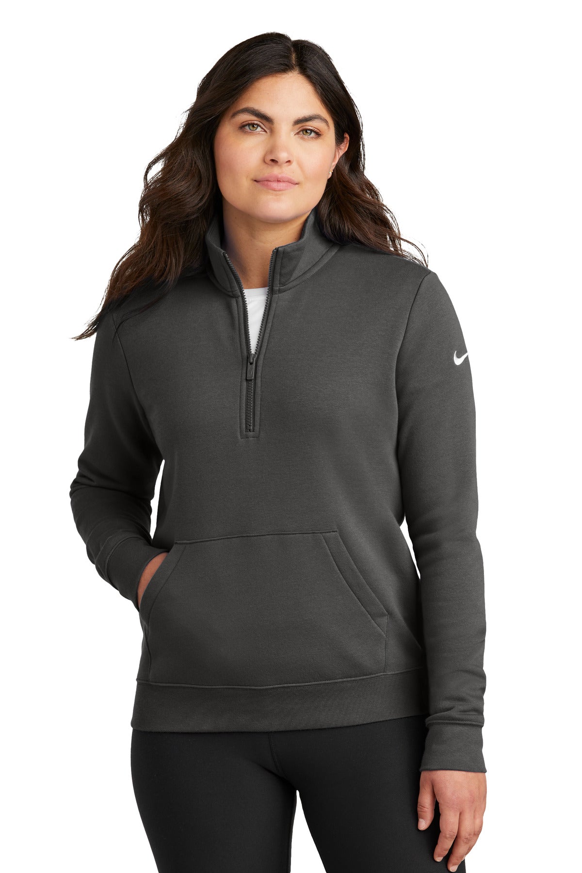 Nike Women's Club Fleece Sleeve Swoosh 1/2-Zip NKDX6720 - EMBROIDERED