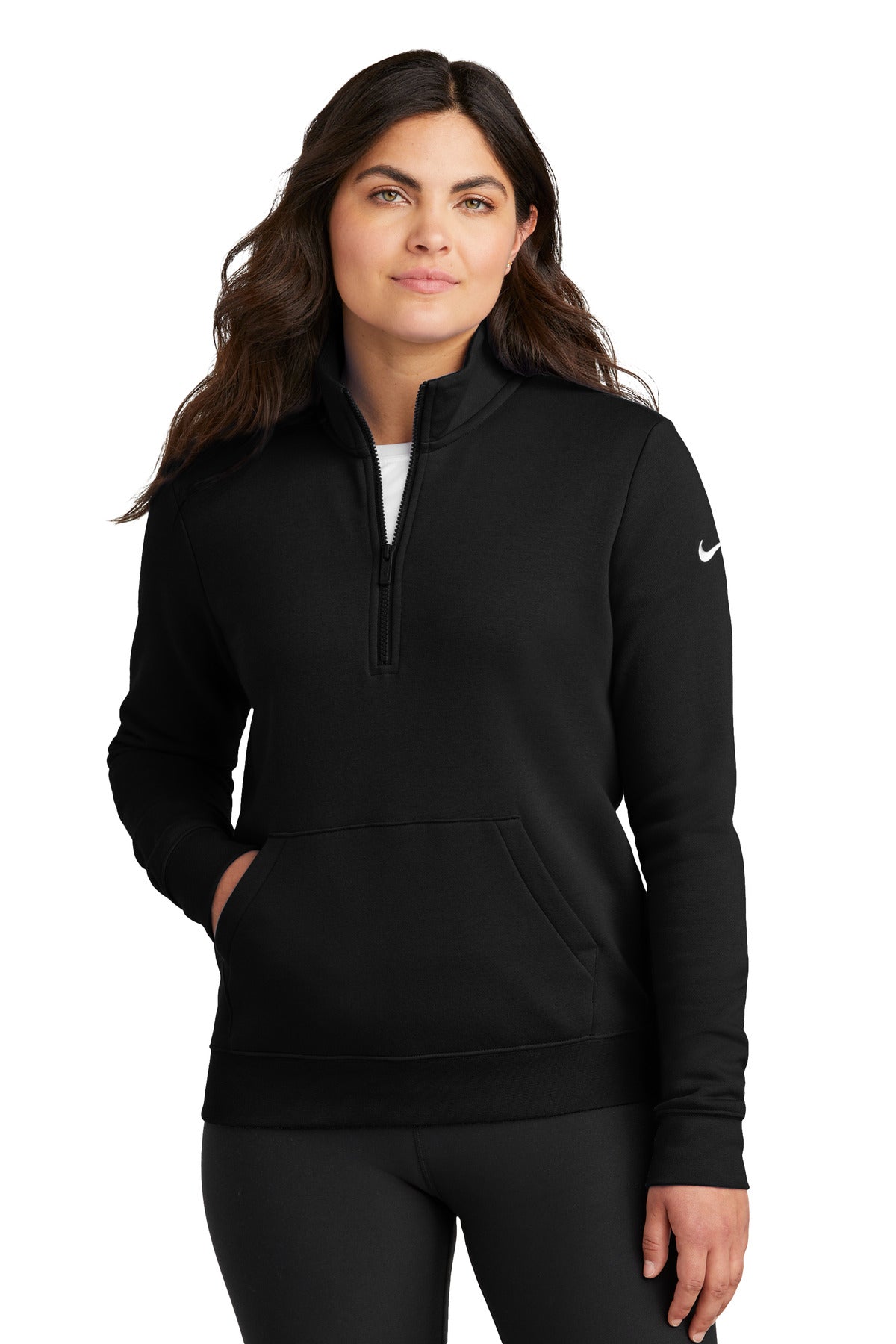 Nike Women's Club Fleece Sleeve Swoosh 1/2-Zip NKDX6720 - EMBROIDERED