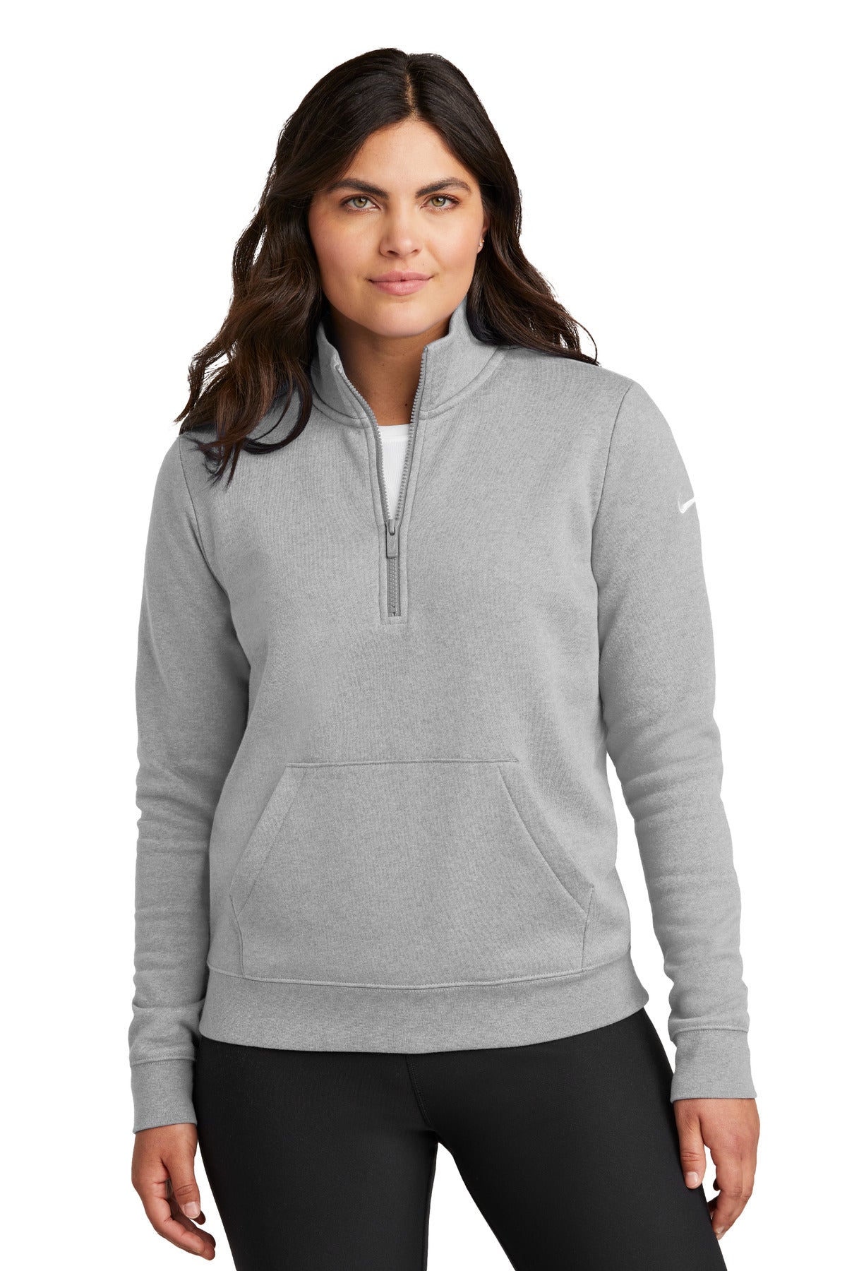 Nike Women's Club Fleece Sleeve Swoosh 1/2-Zip NKDX6720 - EMBROIDERED