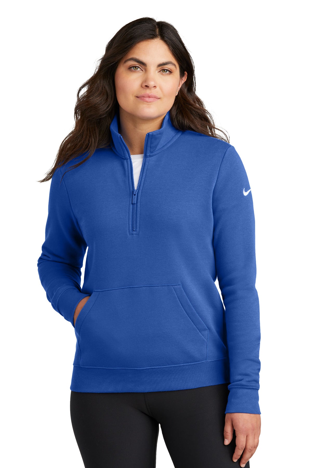 Nike Women's Club Fleece Sleeve Swoosh 1/2-Zip NKDX6720 - EMBROIDERED
