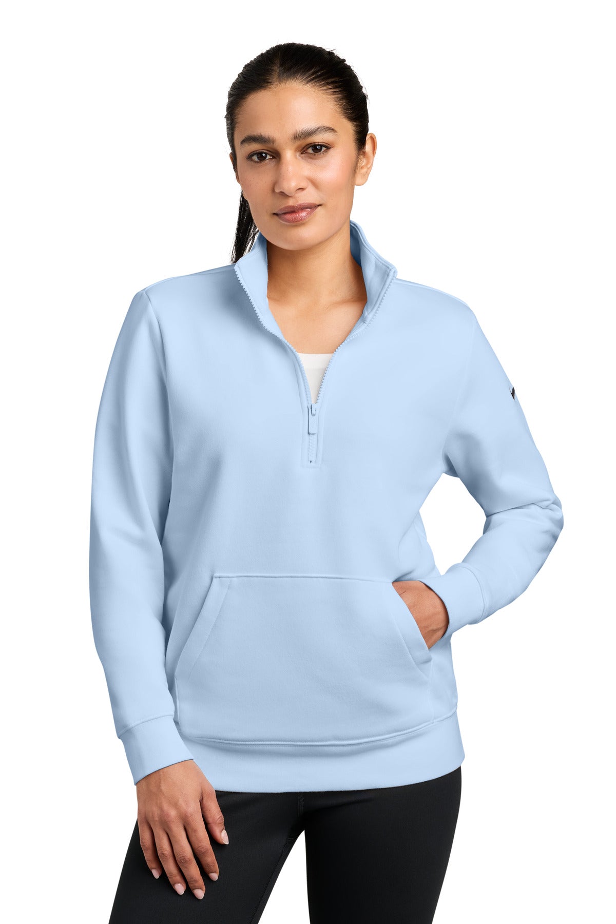 Nike Women's Club Fleece Sleeve Swoosh 1/2-Zip NKDX6720 - EMBROIDERED