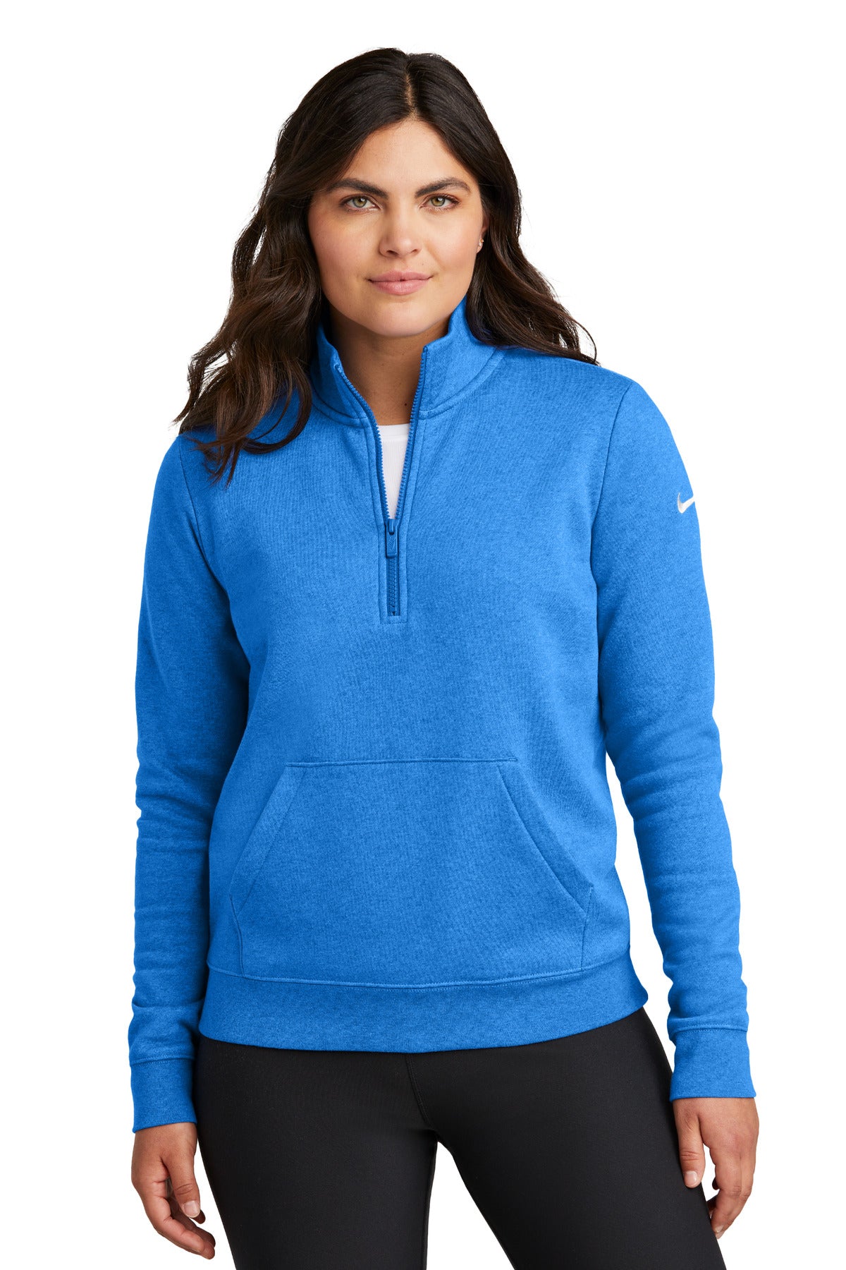 Nike Women's Club Fleece Sleeve Swoosh 1/2-Zip NKDX6720 - EMBROIDERED