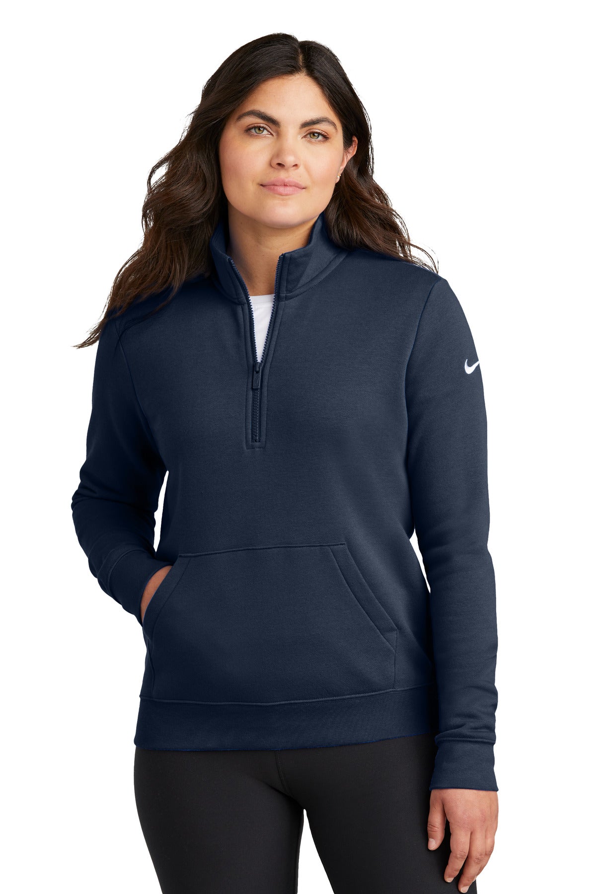 Nike Women's Club Fleece Sleeve Swoosh 1/2-Zip NKDX6720 - EMBROIDERED