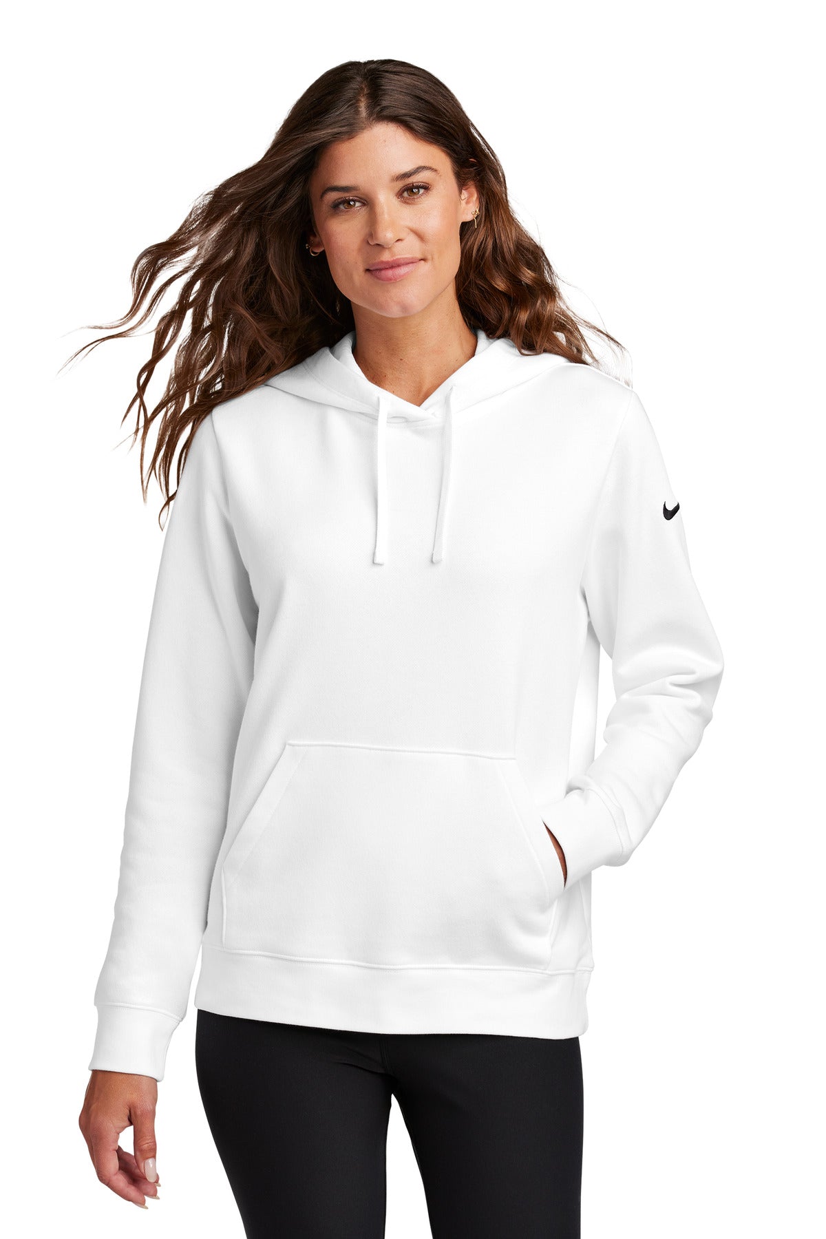 Nike Women's Club Fleece Sleeve Swoosh Pullover Hoodie NKFD9889 - EMBROIDERED