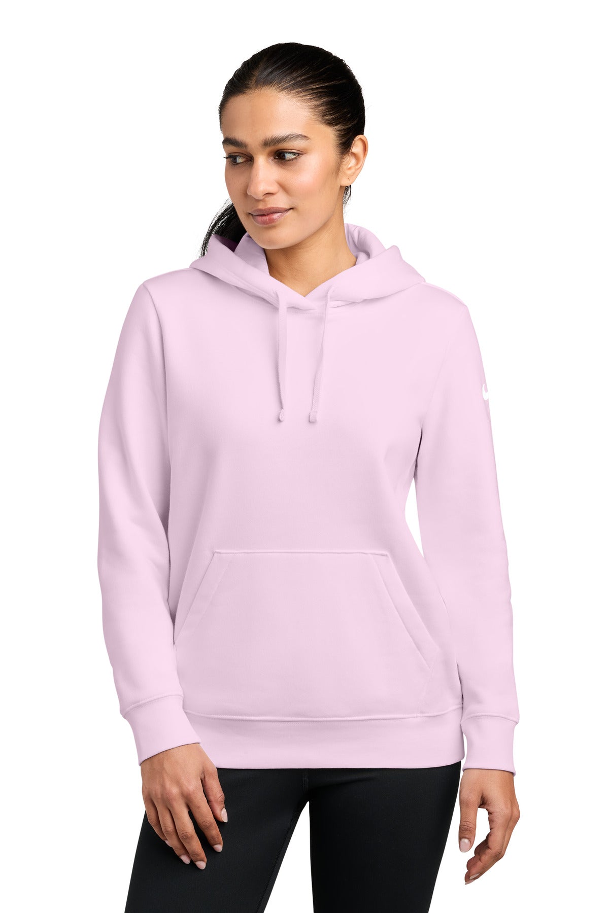 Nike Women's Club Fleece Sleeve Swoosh Pullover Hoodie NKFD9889 - EMBROIDERED