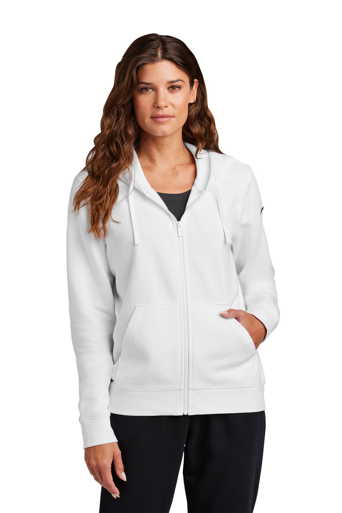 Nike Women's Club Fleece Sleeve Swoosh Full-Zip Hoodie NKFD9890 - EMBROIDERED