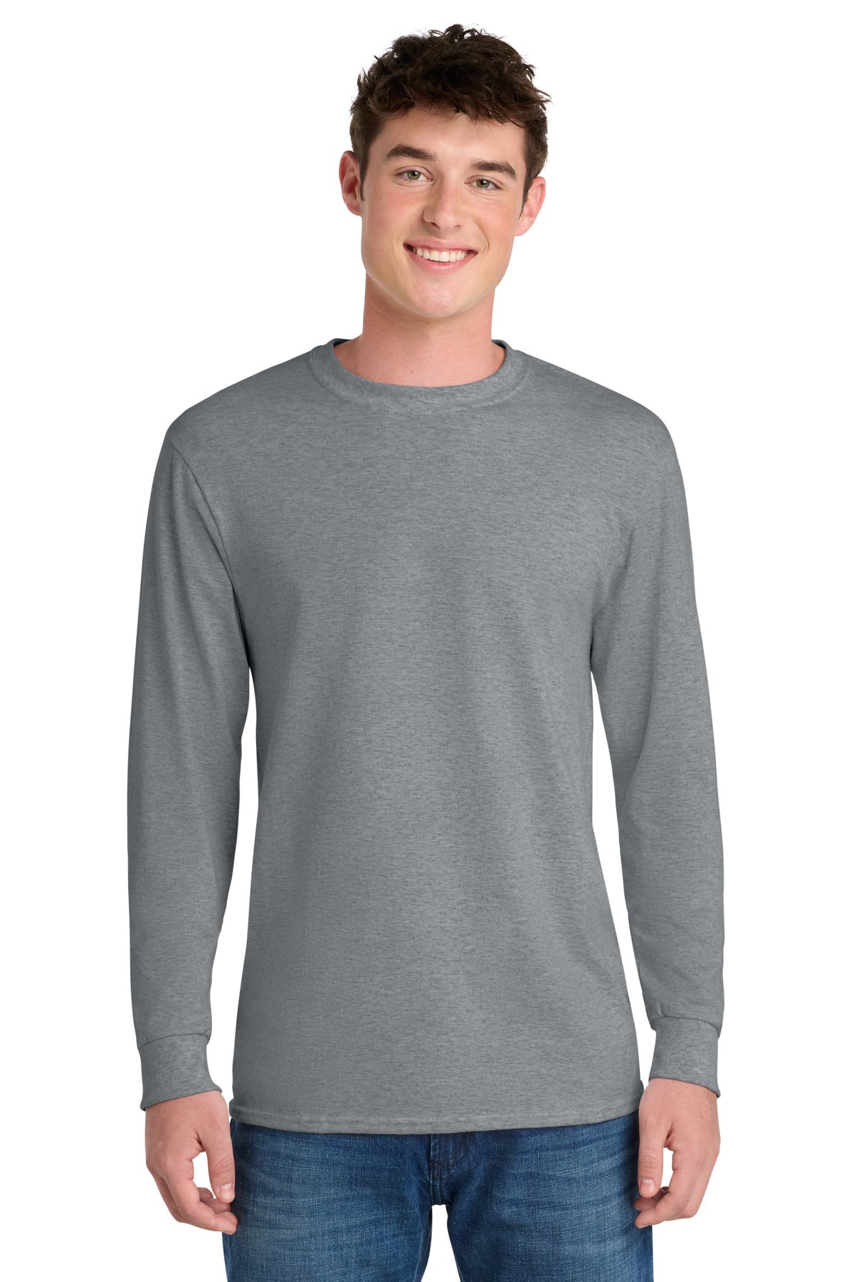 Port & Co Tall Long Sleeve Core Blend Tee. PC55LST - EMBROIDERED