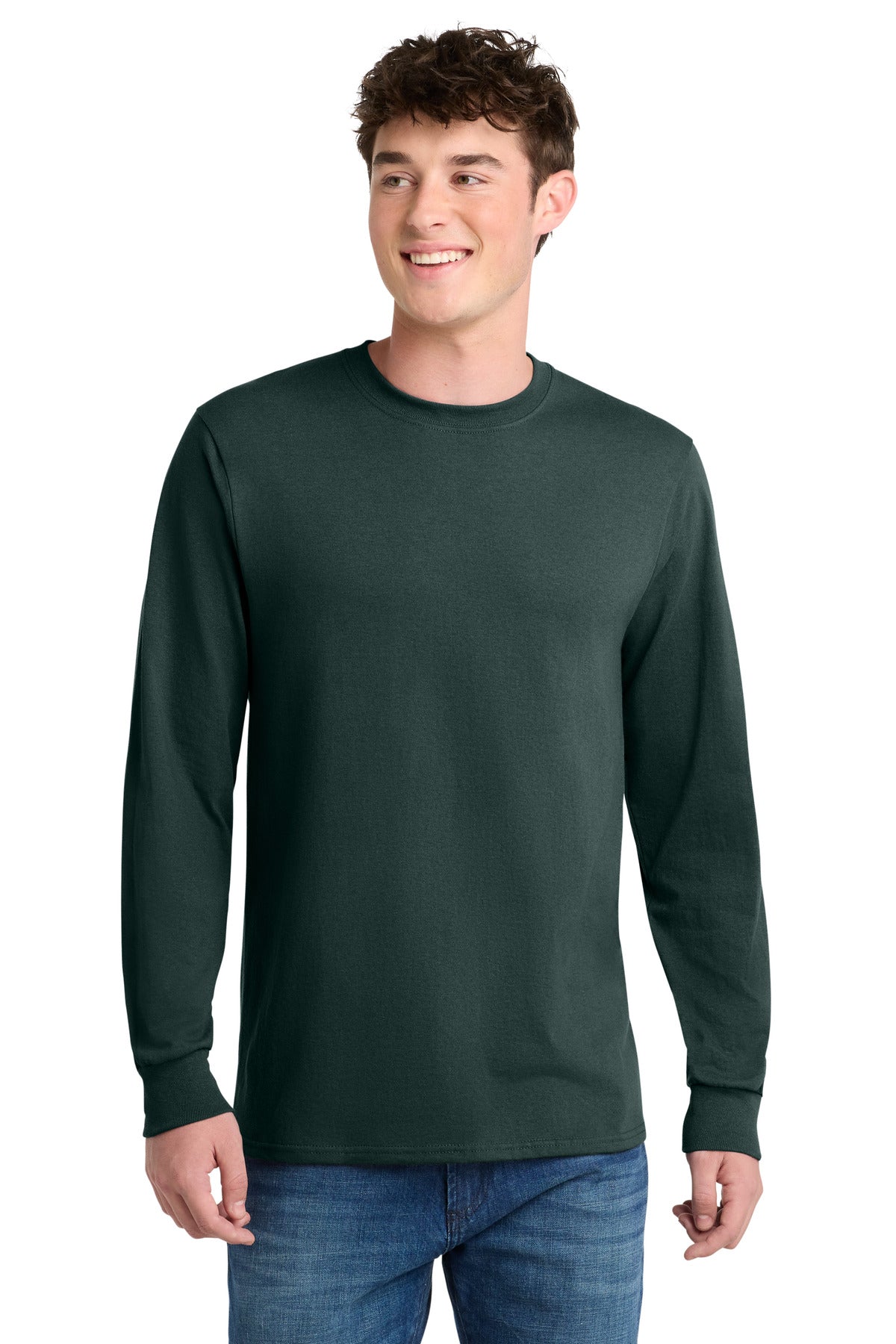 Port & Co Tall Long Sleeve Core Blend Tee. PC55LST - EMBROIDERED