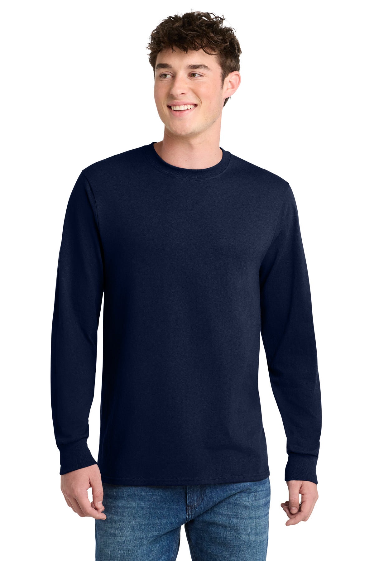 Port & Co Tall Long Sleeve Core Blend Tee. PC55LST - EMBROIDERED