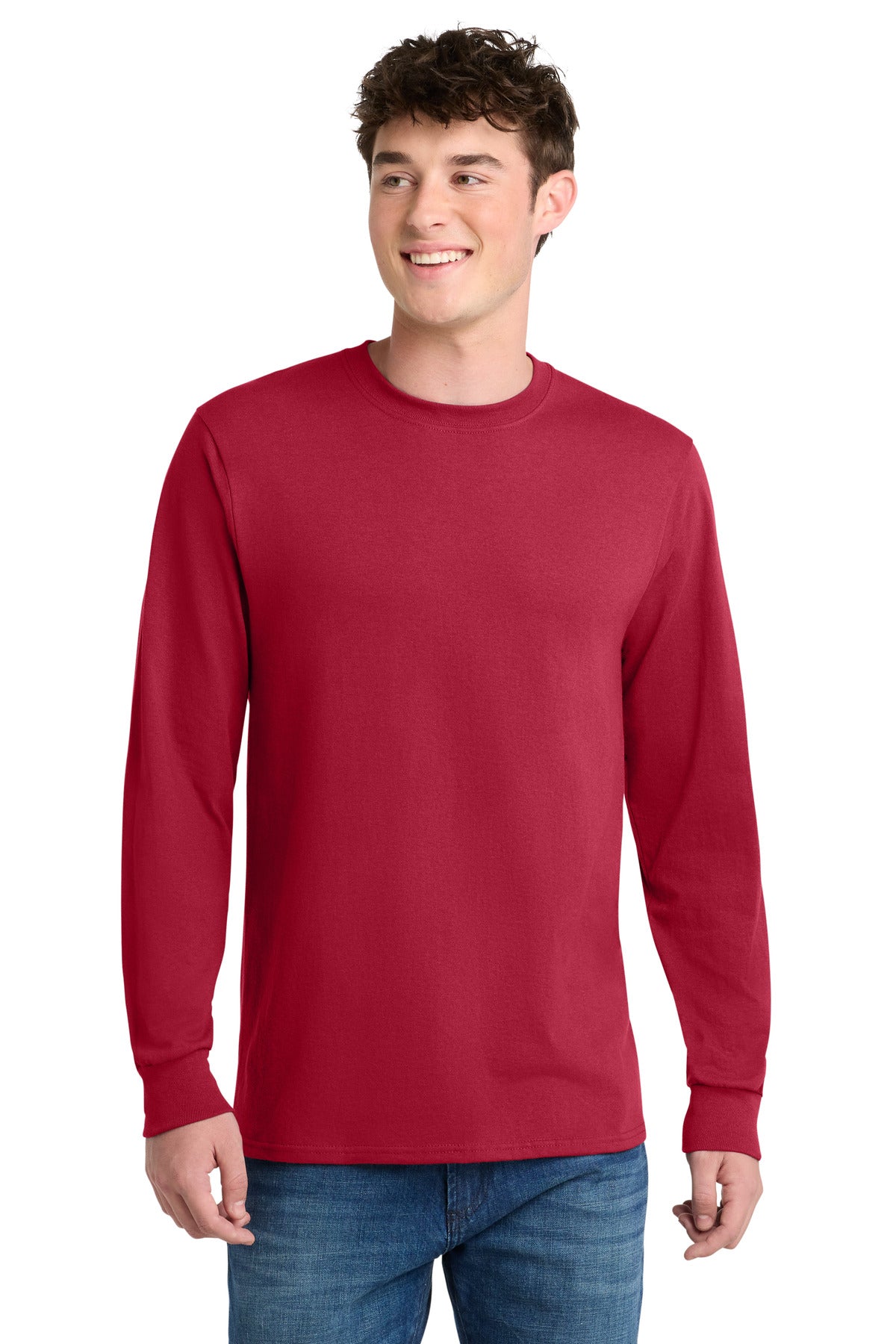 Port & Co Tall Long Sleeve Core Blend Tee. PC55LST - EMBROIDERED