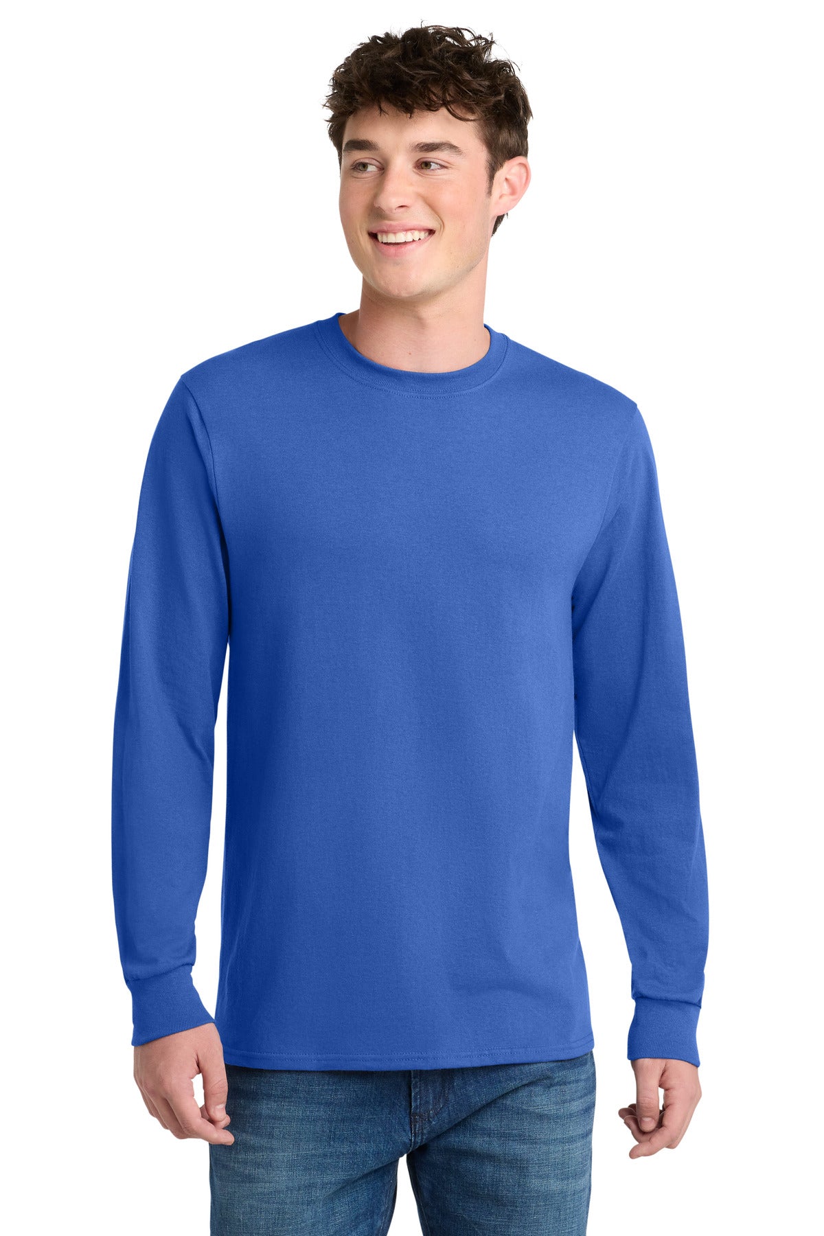 Port & Co Tall Long Sleeve Core Blend Tee. PC55LST - EMBROIDERED