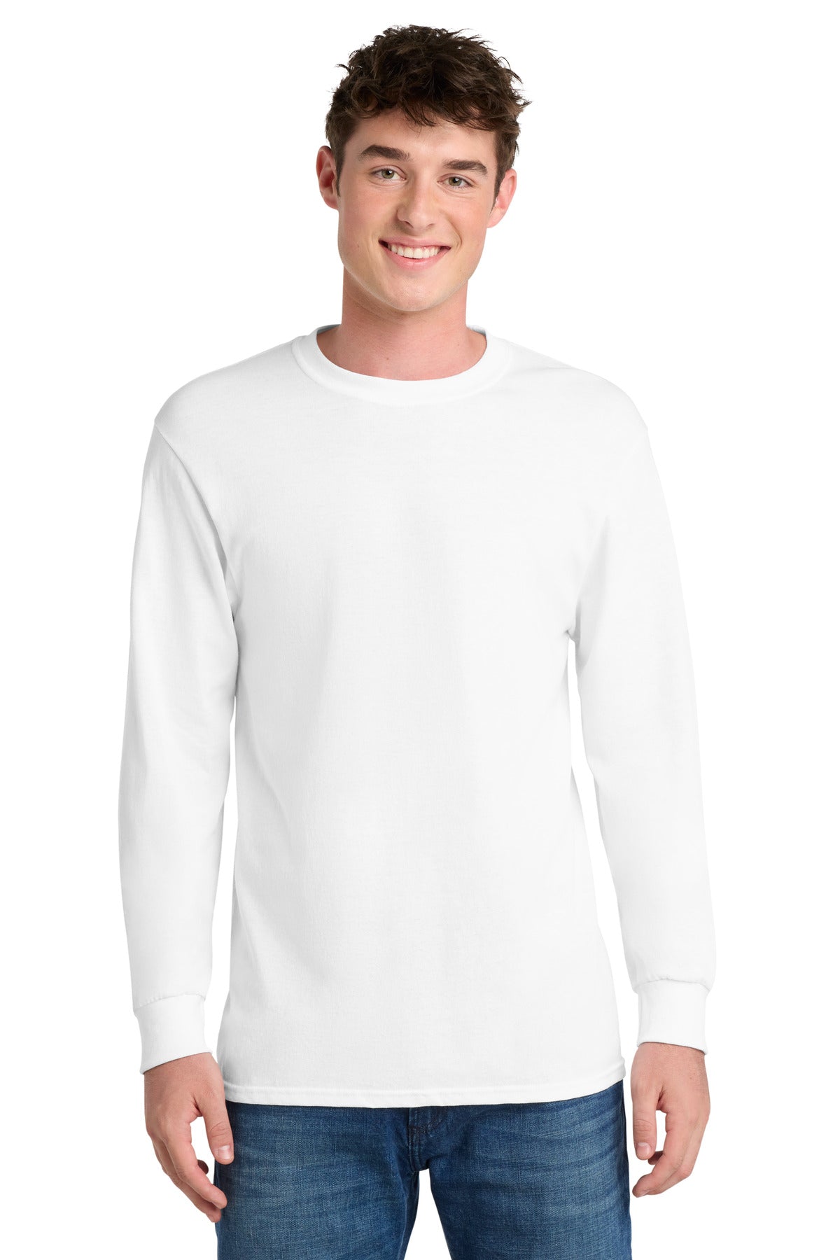 Port & Co Tall Long Sleeve Core Blend Tee. PC55LST - EMBROIDERED