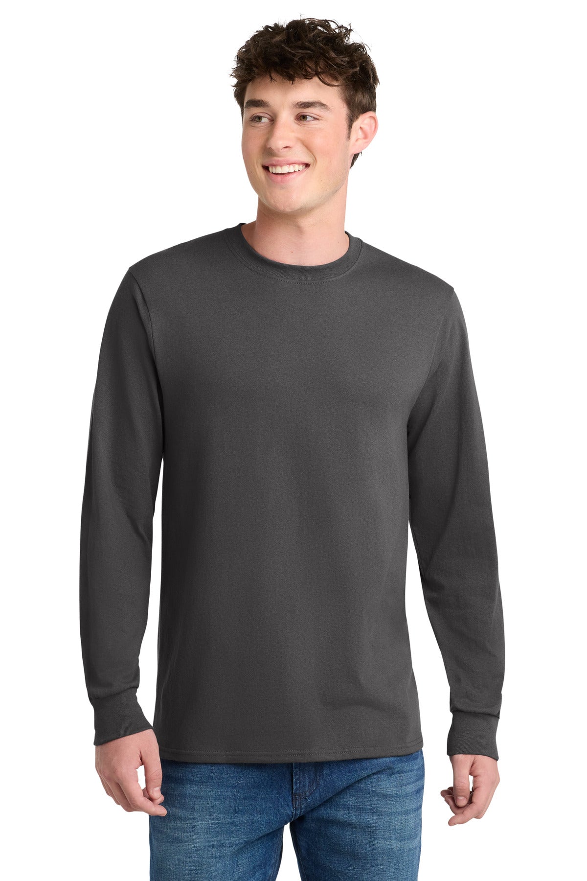Port & Co Tall Long Sleeve Core Blend Tee. PC55LST - EMBROIDERED