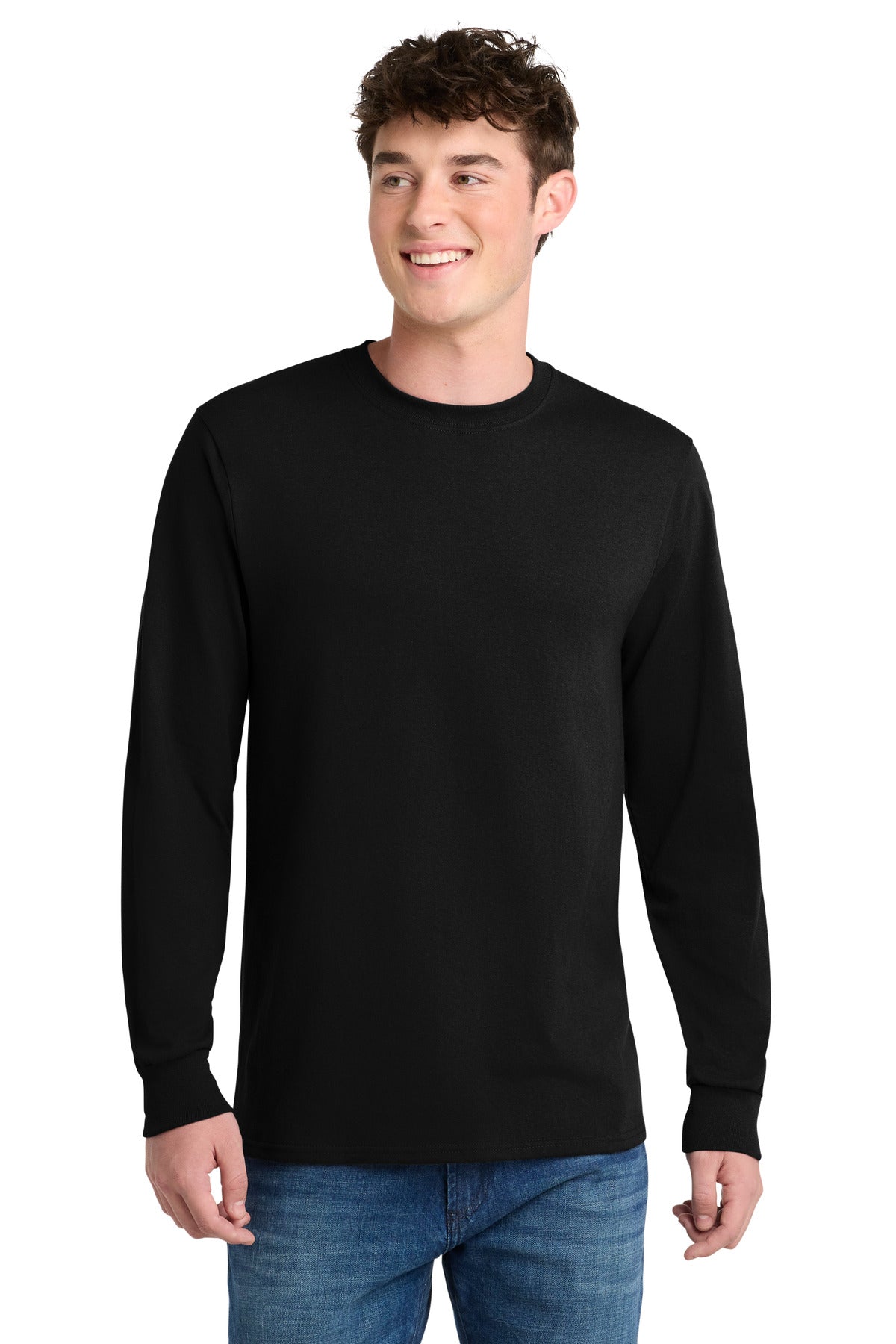 Port & Co Long Sleeve Core Blend Tee. PC55LS - EMBROIDERED