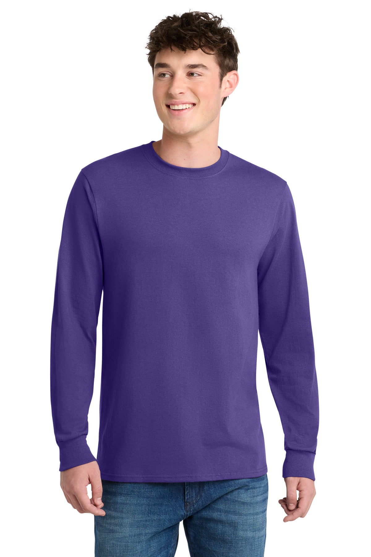 Port & Co Long Sleeve Core Blend Tee. PC55LS - EMBROIDERED
