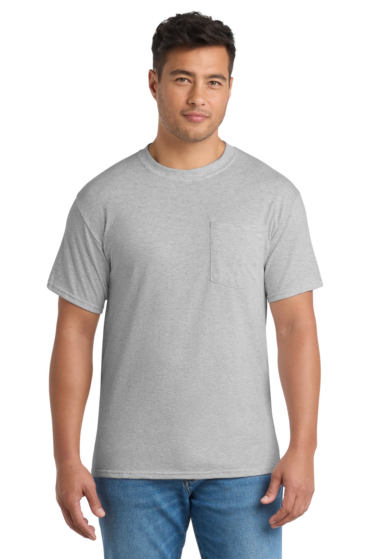 Port & Co Tall Core Blend Pocket Tee. PC55PT - EMBROIDERED
