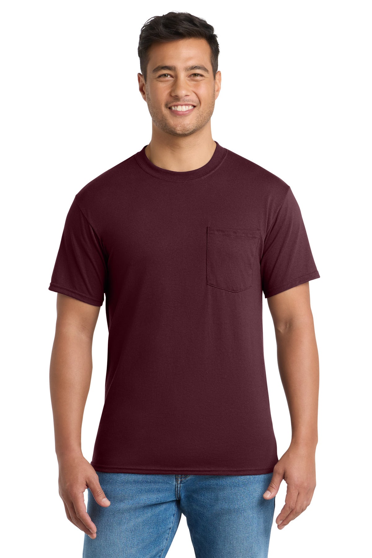 Port & Co Tall Core Blend Pocket Tee. PC55PT - EMBROIDERED