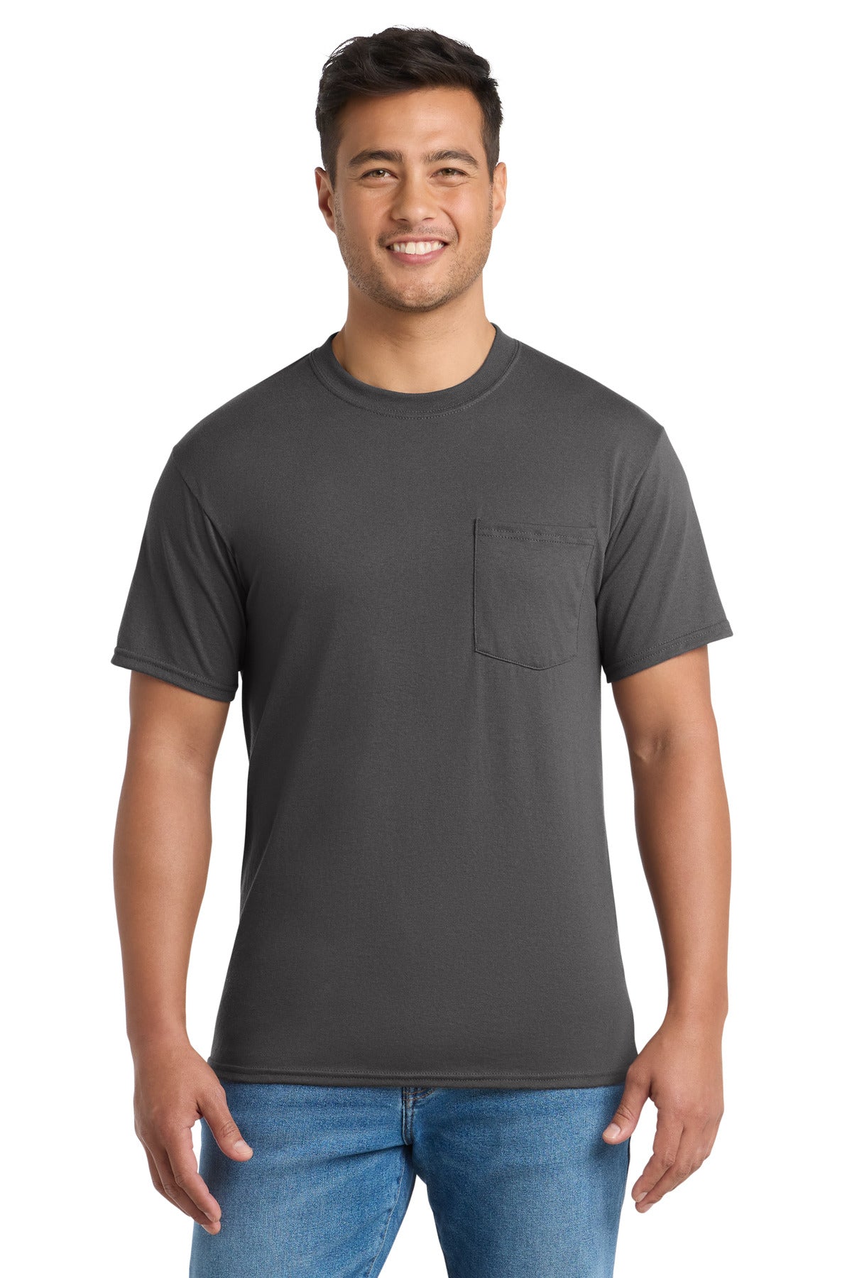 Port & Co Tall Core Blend Pocket Tee. PC55PT - EMBROIDERED