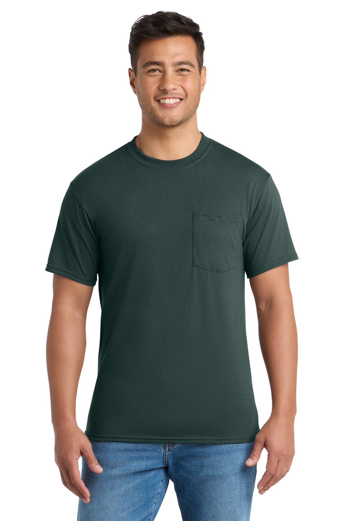 Port & Co Tall Core Blend Pocket Tee. PC55PT - EMBROIDERED