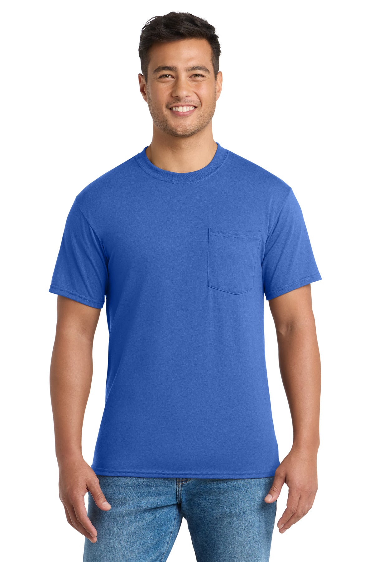 Port & Co Tall Core Blend Pocket Tee. PC55PT - EMBROIDERED