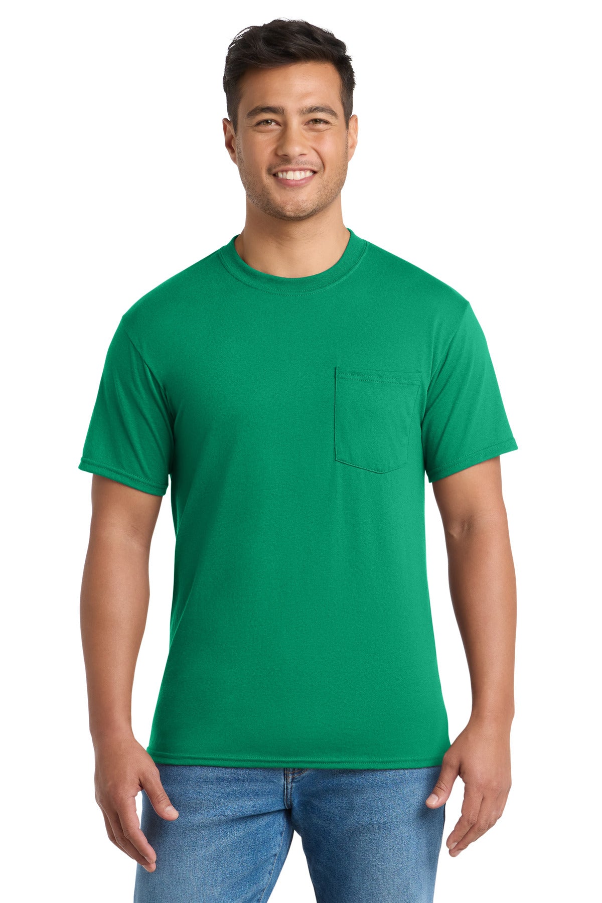 Port & Co Core Blend Pocket Tee. PC55P - EMBROIDERED