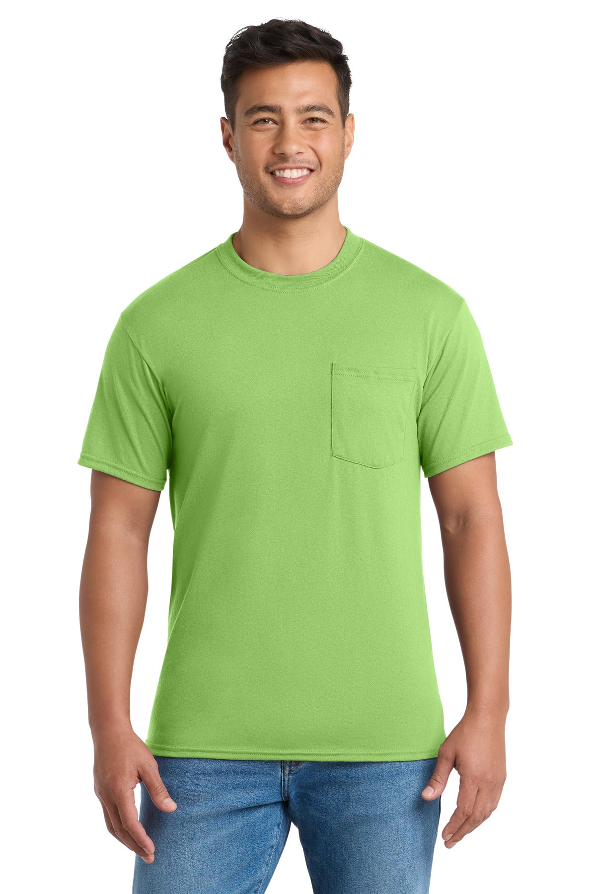 Port & Co Core Blend Pocket Tee. PC55P - EMBROIDERED