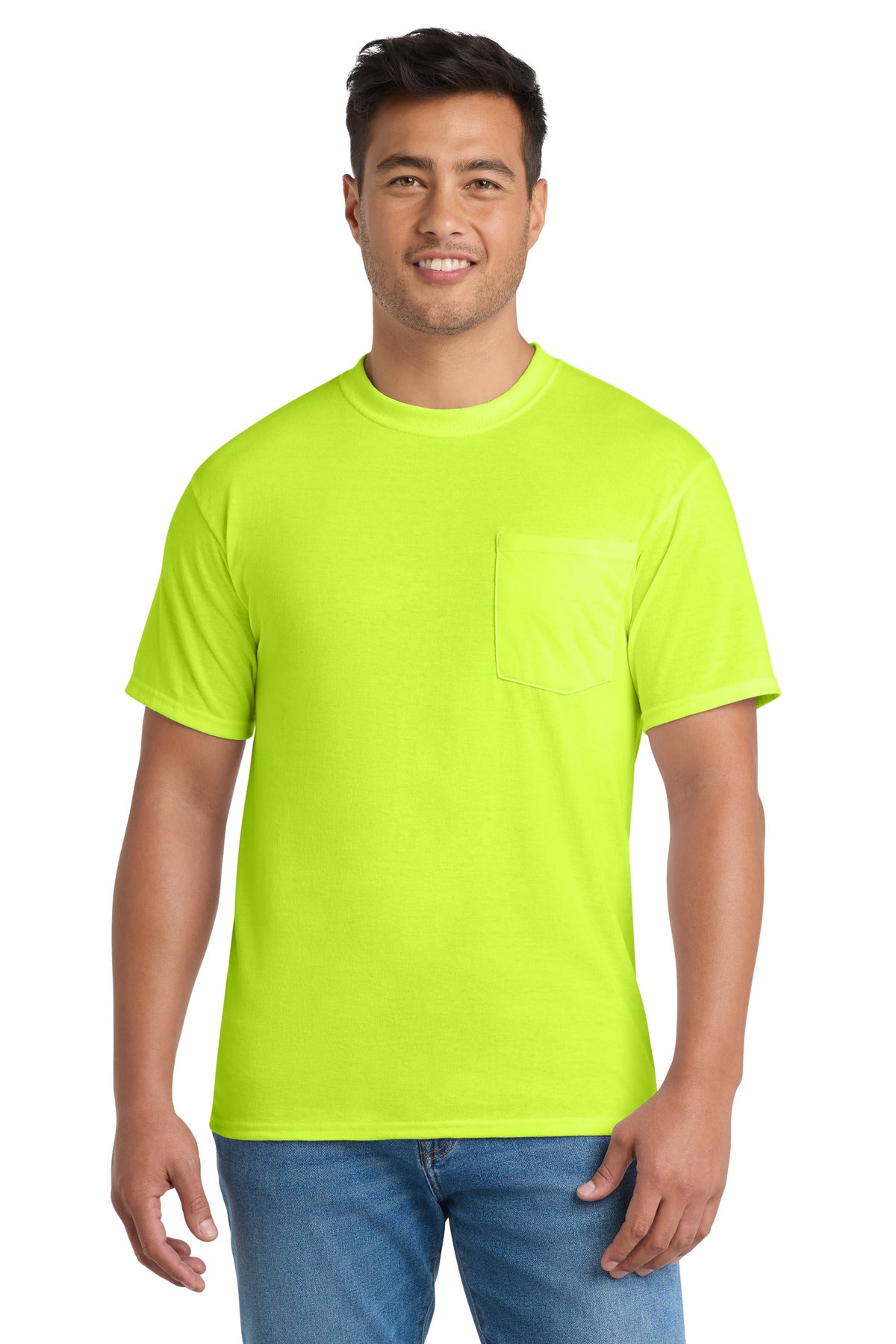 Port & Co Core Blend Pocket Tee. PC55P - EMBROIDERED