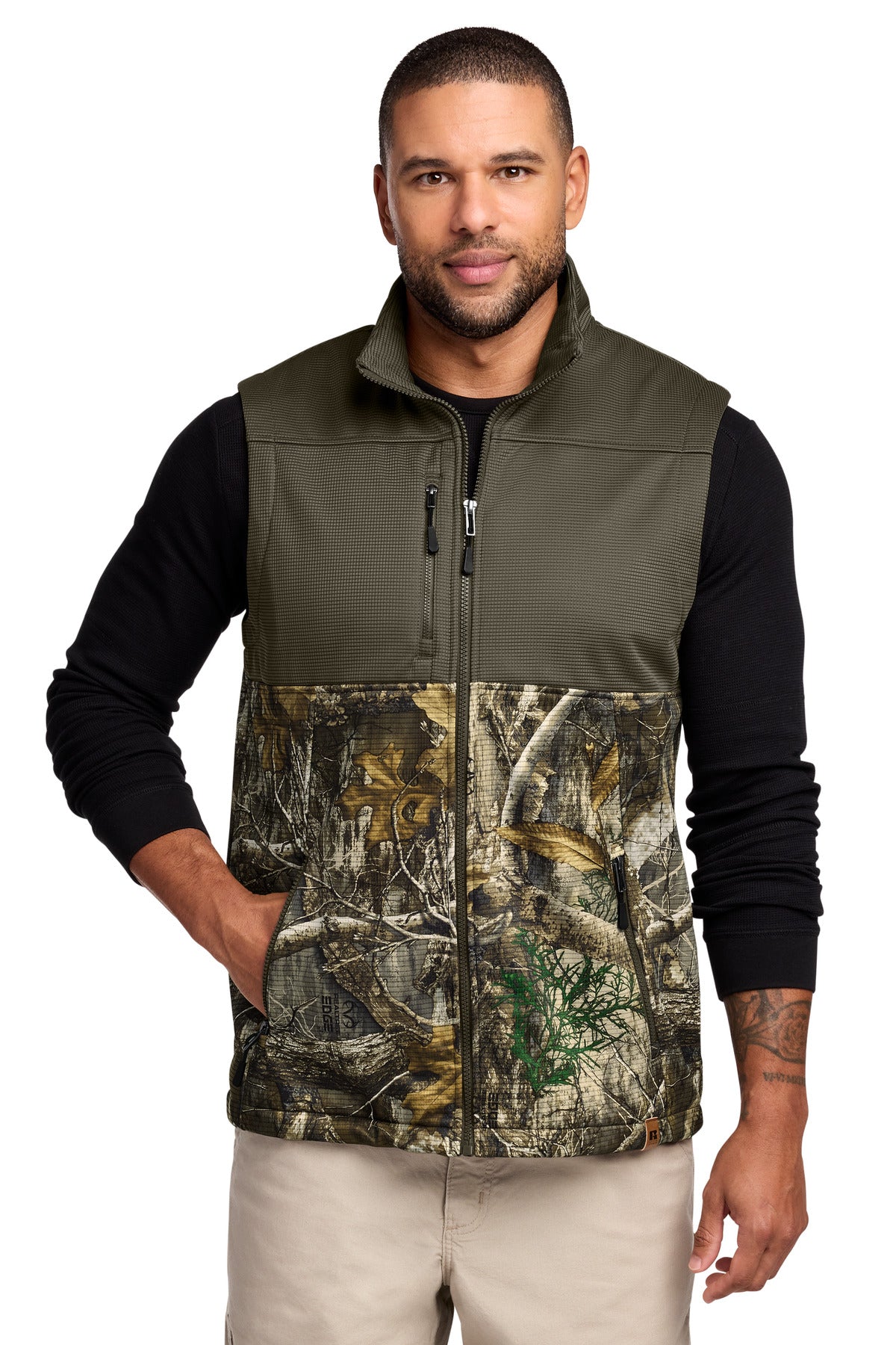 Russell Outdoors Realtree Atlas Colorblock Soft Shell Vest RU604 - EMBROIDERED