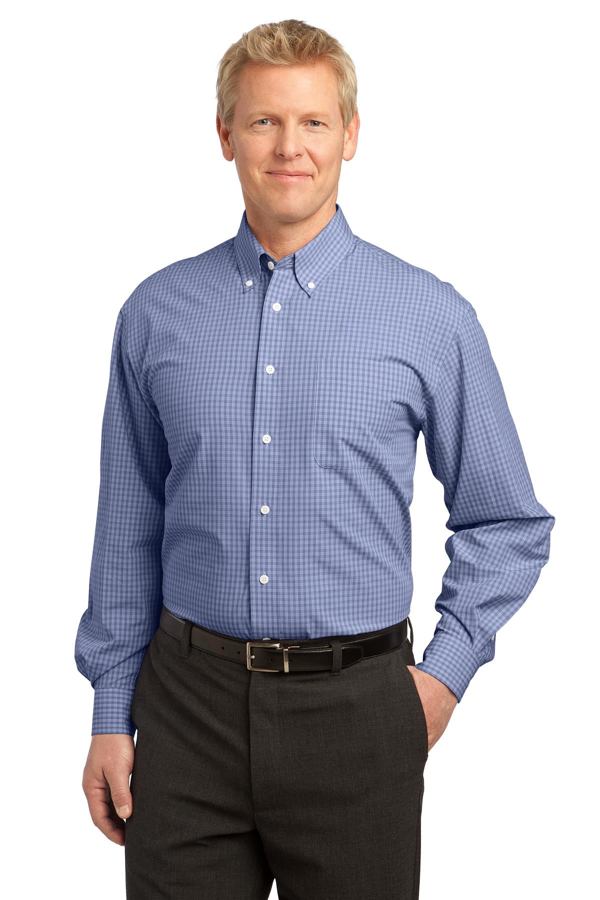 Port Authority Plaid Pattern Easy Care Shirt. S639 - EMBROIDERED