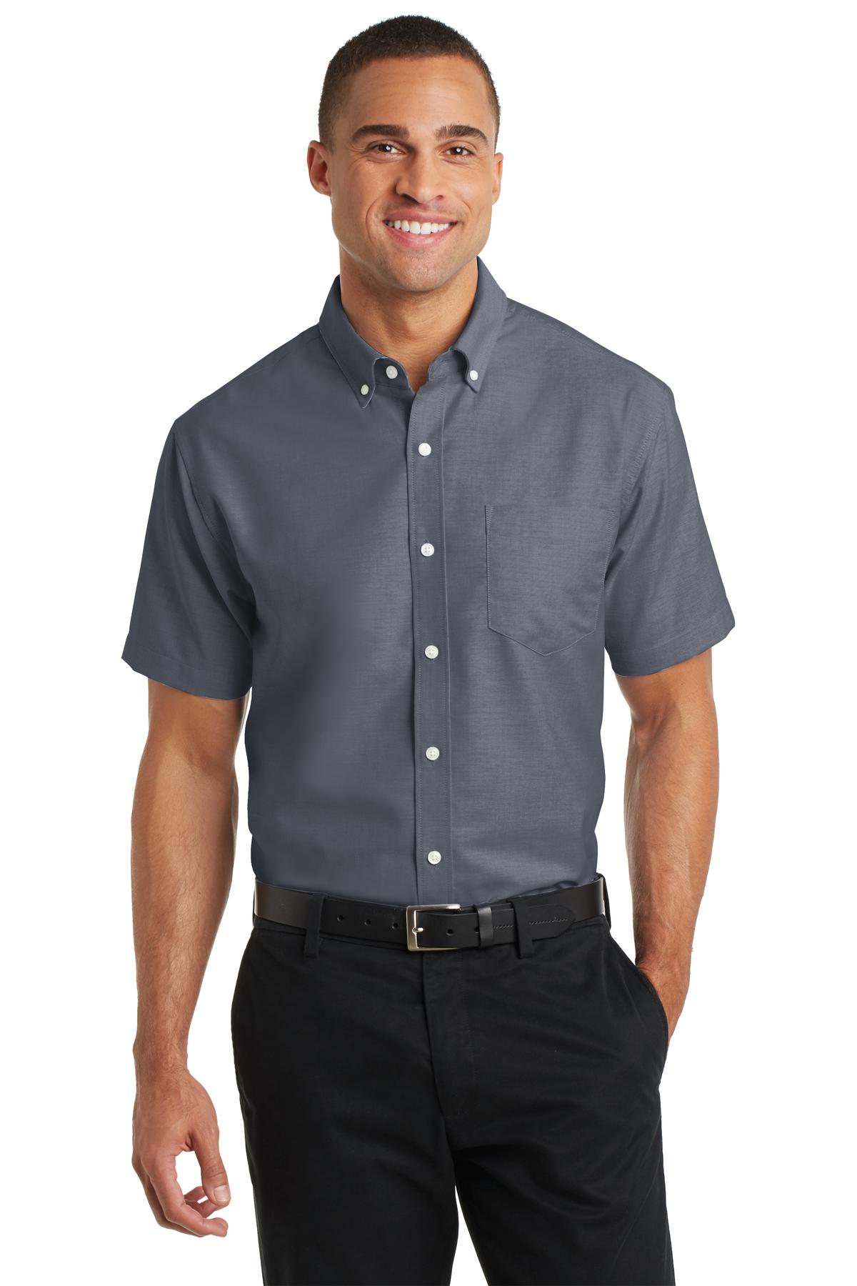 Port Authority Short Sleeve SuperPro‚ Oxford Shirt. S659 - EMBROIDERED