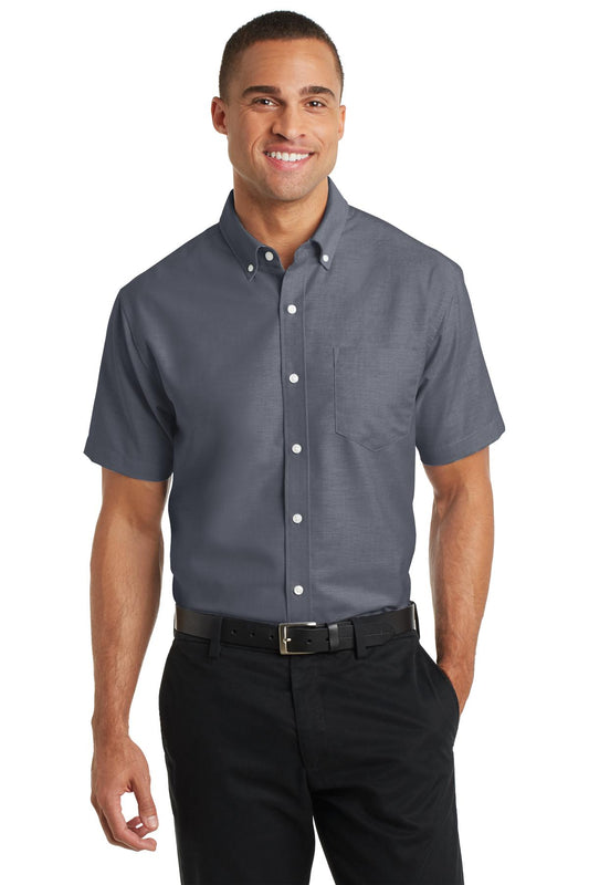 Port Authority Short Sleeve SuperPro‚ Oxford Shirt. S659 - EMBROIDERED