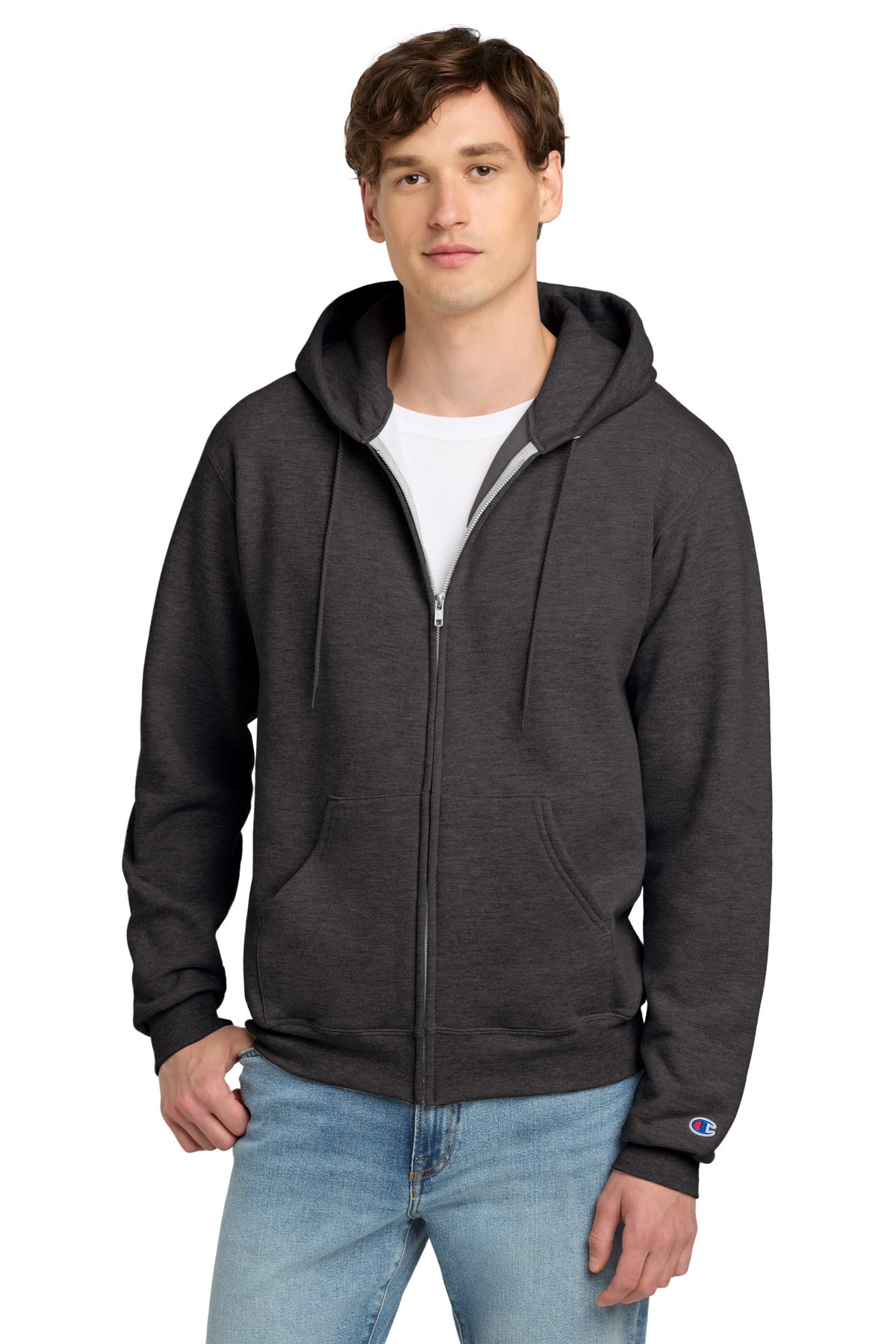 Champion Powerblend Full-Zip Hoodie. S800 - EMBROIDERED
