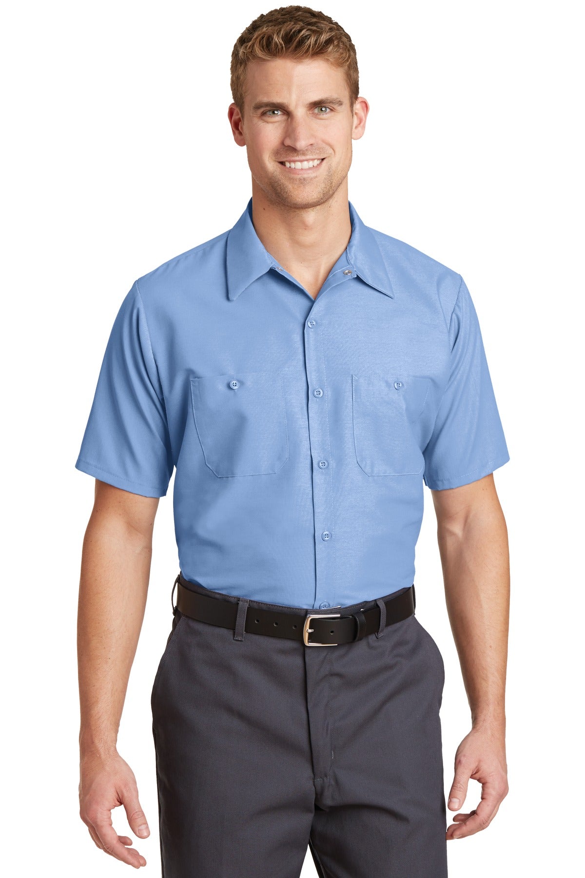 Red Kap Short Sleeve Industrial Work Shirt.  SP24 - EMBROIDERED