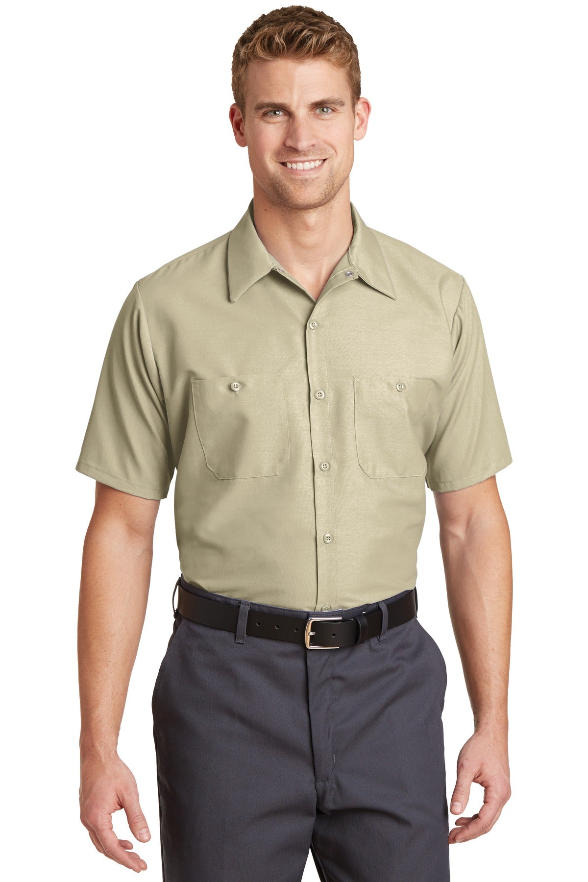 Red Kap Short Sleeve Industrial Work Shirt.  SP24 - EMBROIDERED