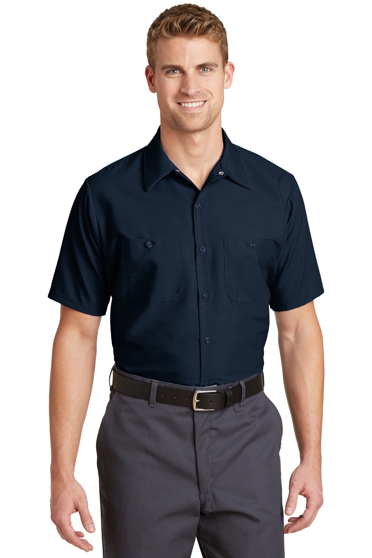 Red Kap Short Sleeve Industrial Work Shirt.  SP24 - EMBROIDERED
