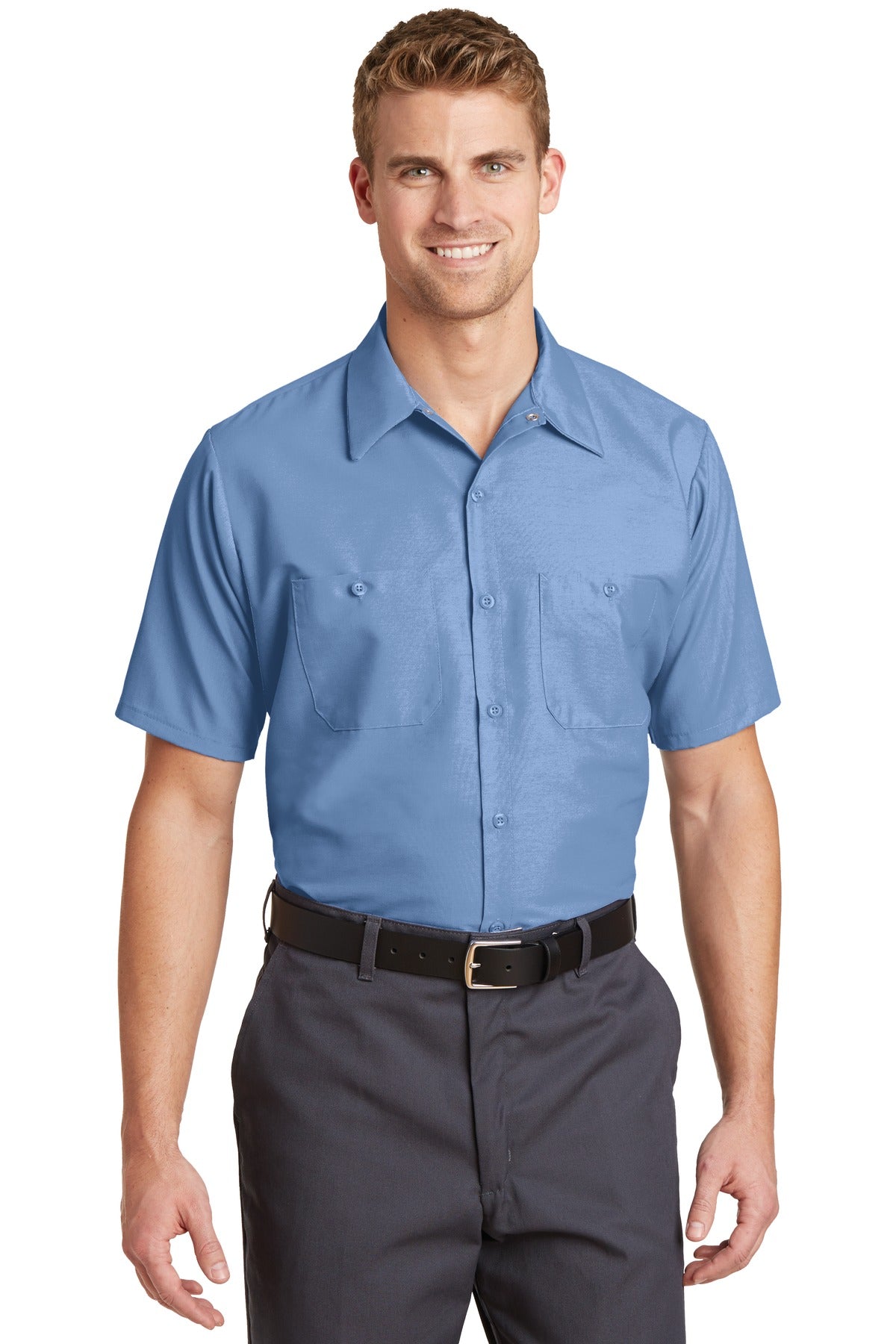 Red Kap Short Sleeve Industrial Work Shirt.  SP24 - EMBROIDERED