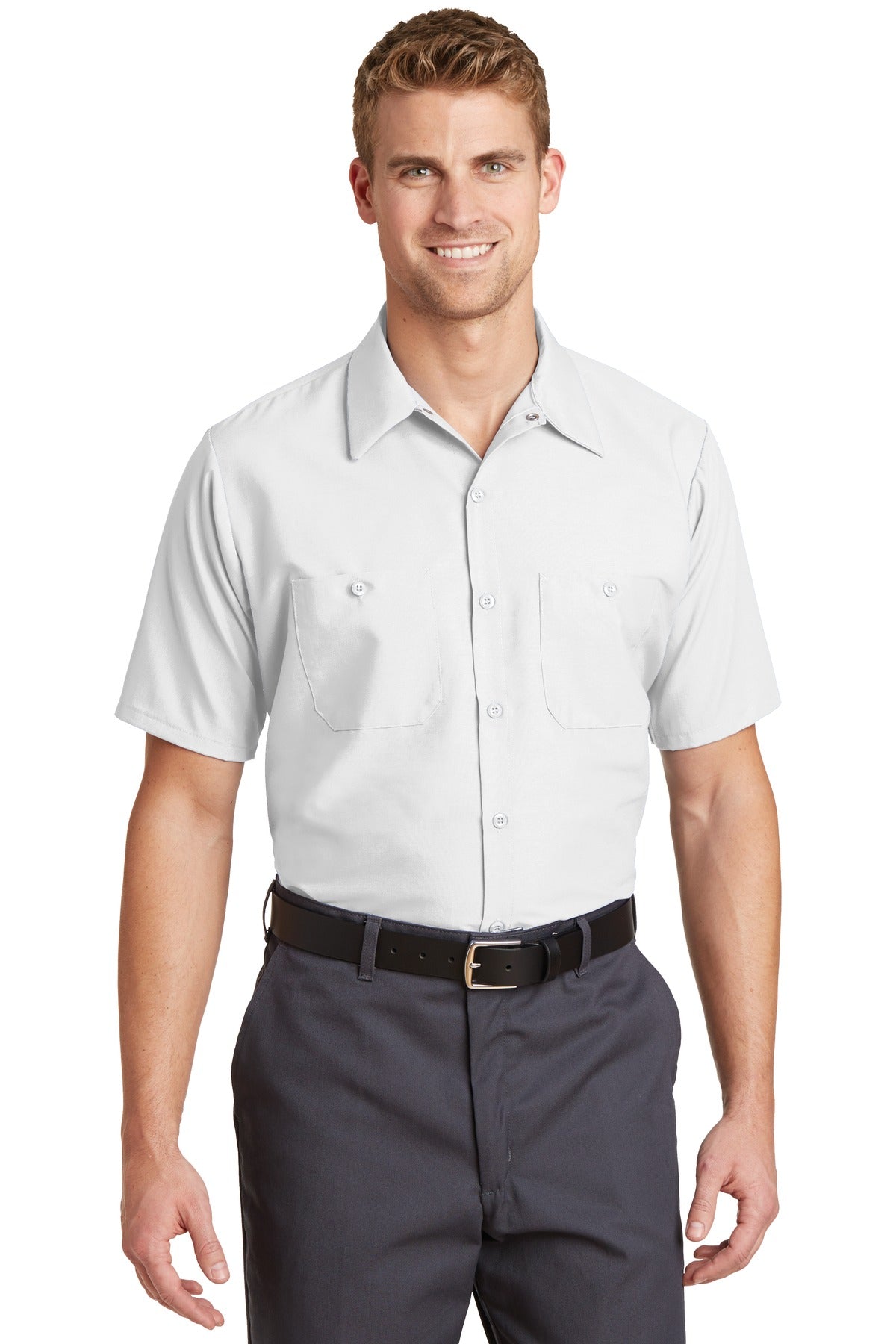 Red Kap Short Sleeve Industrial Work Shirt.  SP24 - EMBROIDERED
