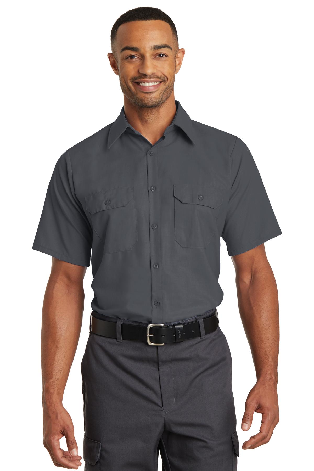 Red Kap Short Sleeve Solid Ripstop Shirt. SY60 - EMBROIDERED