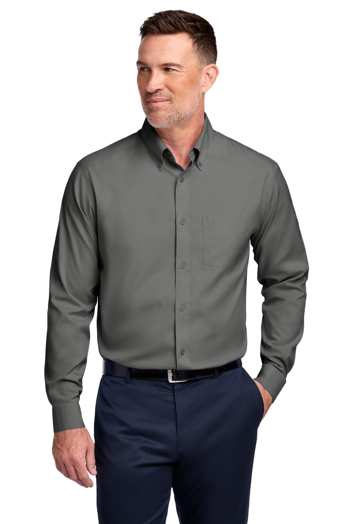 Brooks Brothers Tall Wrinkle-Free Stretch Pinpoint Shirt TBB18000 - EMBROIDERED