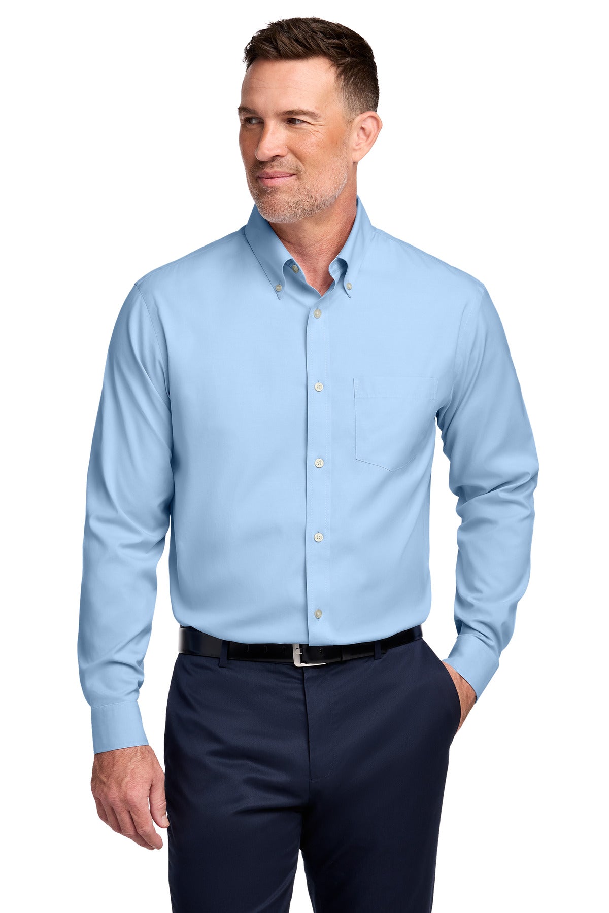 Brooks Brothers Tall Wrinkle-Free Stretch Pinpoint Shirt TBB18000 - EMBROIDERED