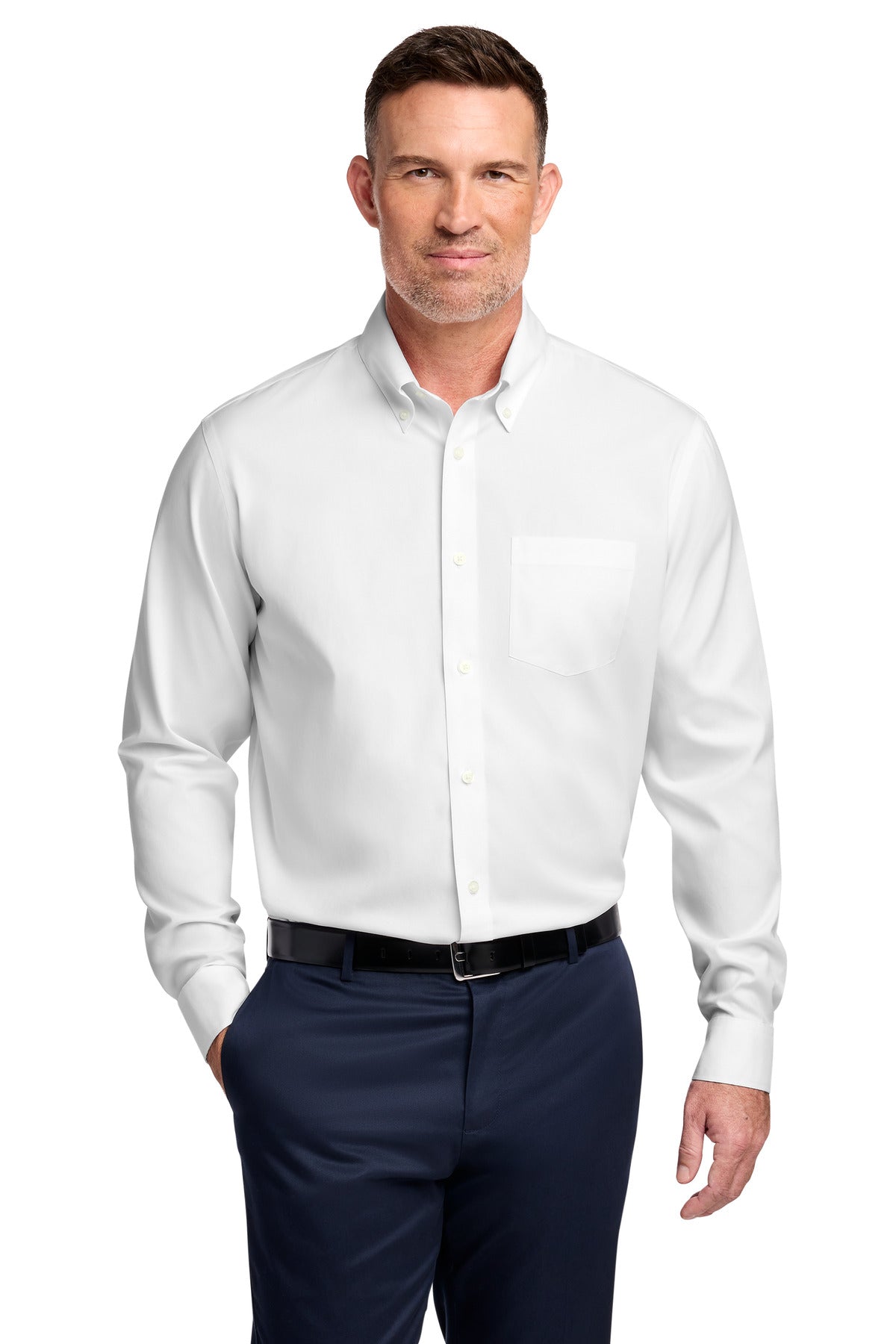 Brooks Brothers Tall Wrinkle-Free Stretch Pinpoint Shirt TBB18000 - EMBROIDERED
