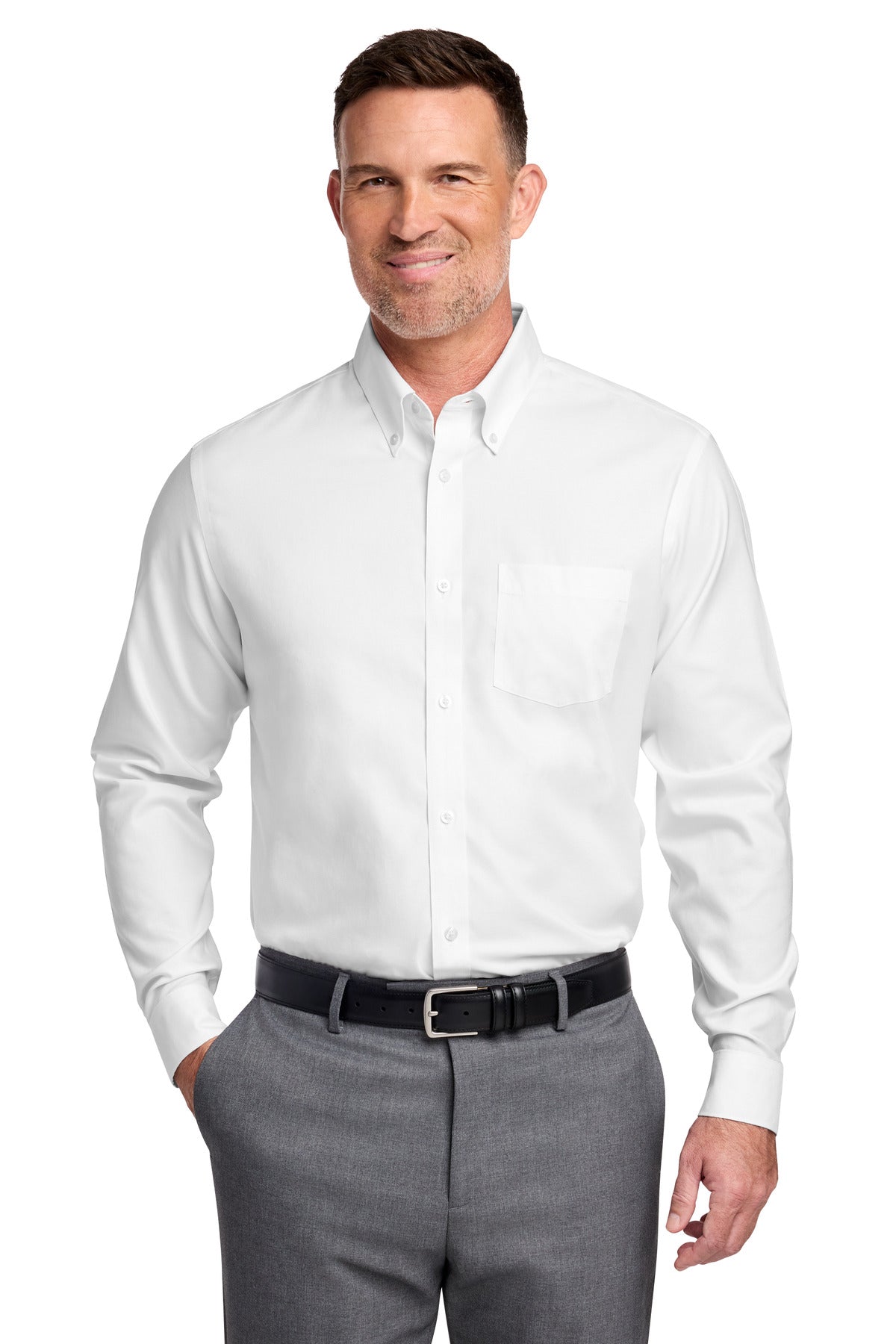 Brooks Brothers Tall Wrinkle-Free Stretch Nailhead Shirt TBB18002 - EMBROIDERED