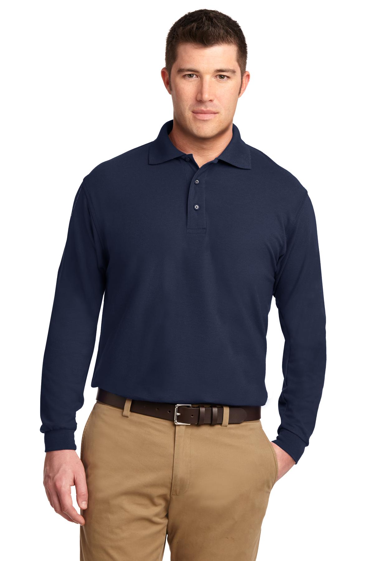 Port Authority Tall Silk Touch‚ Long Sleeve Polo. TLK500LS - EMBROIDERED