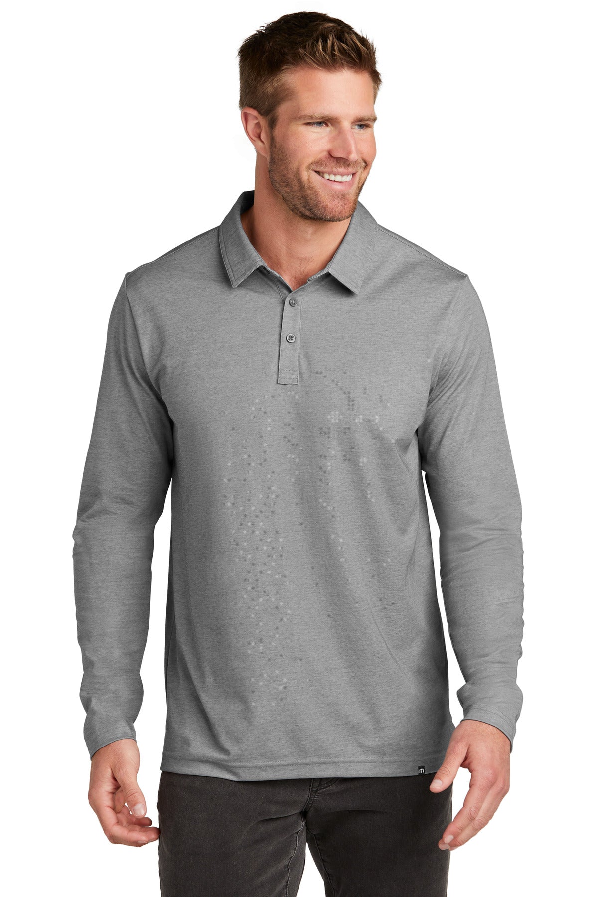 TravisMathew Oceanside Heather Long Sleeve Polo TM1MZ343 - EMBROIDERED