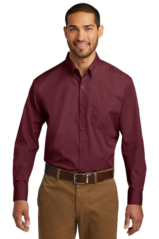 Port Authority Long Sleeve Carefree Poplin Shirt. W100 - EMBROIDERED