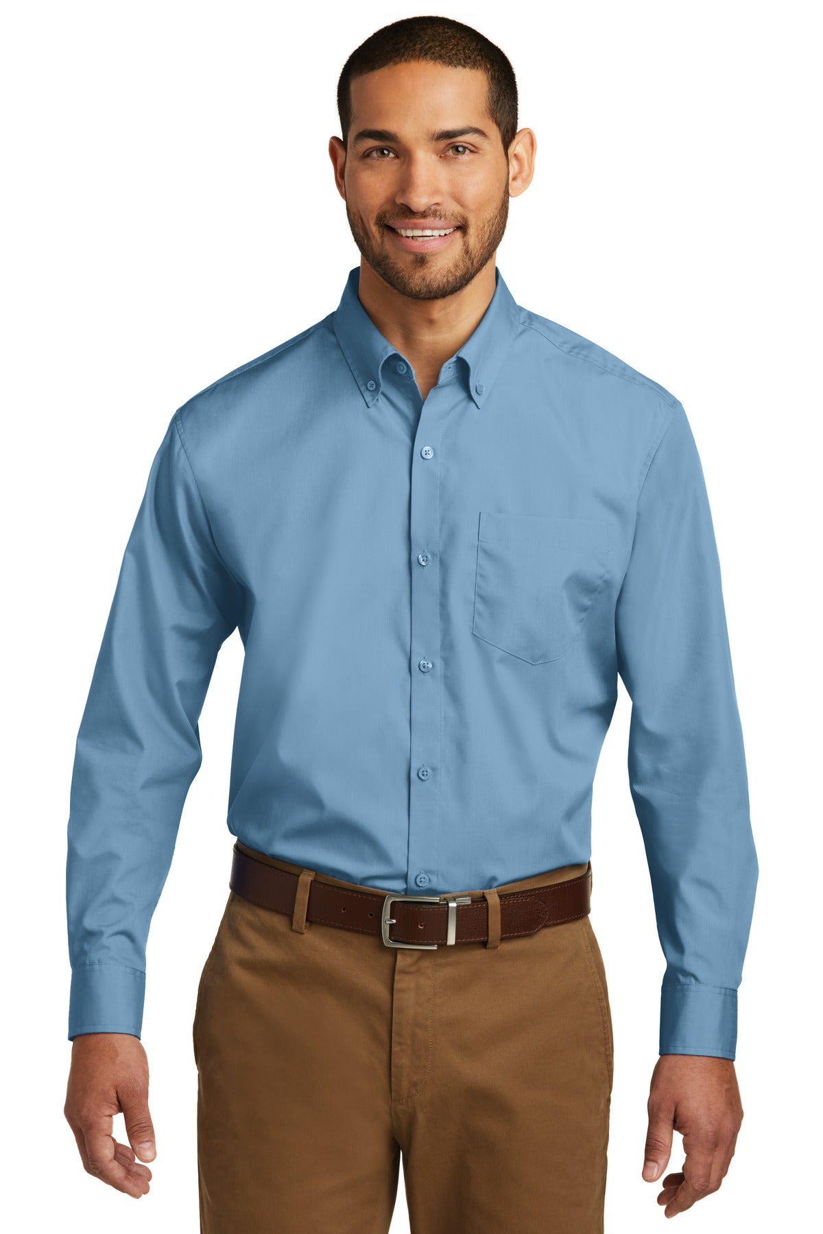 Port Authority Long Sleeve Carefree Poplin Shirt. W100 - EMBROIDERED