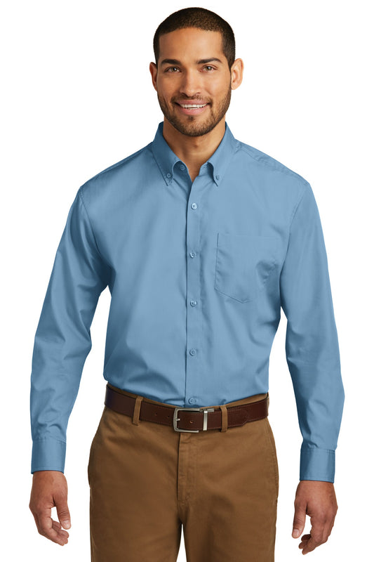 Port Authority Long Sleeve Carefree Poplin Shirt. W100 - EMBROIDERED