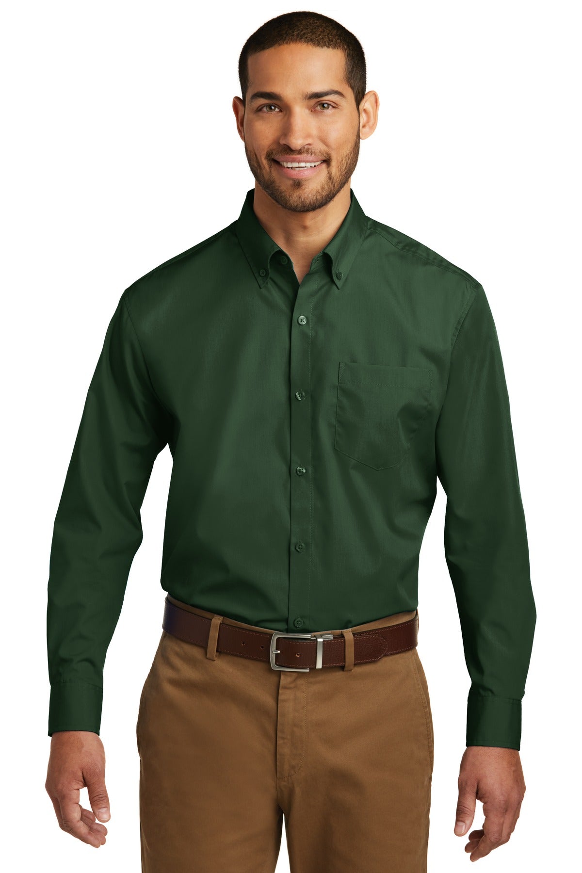 Port Authority Long Sleeve Carefree Poplin Shirt. W100 - EMBROIDERED